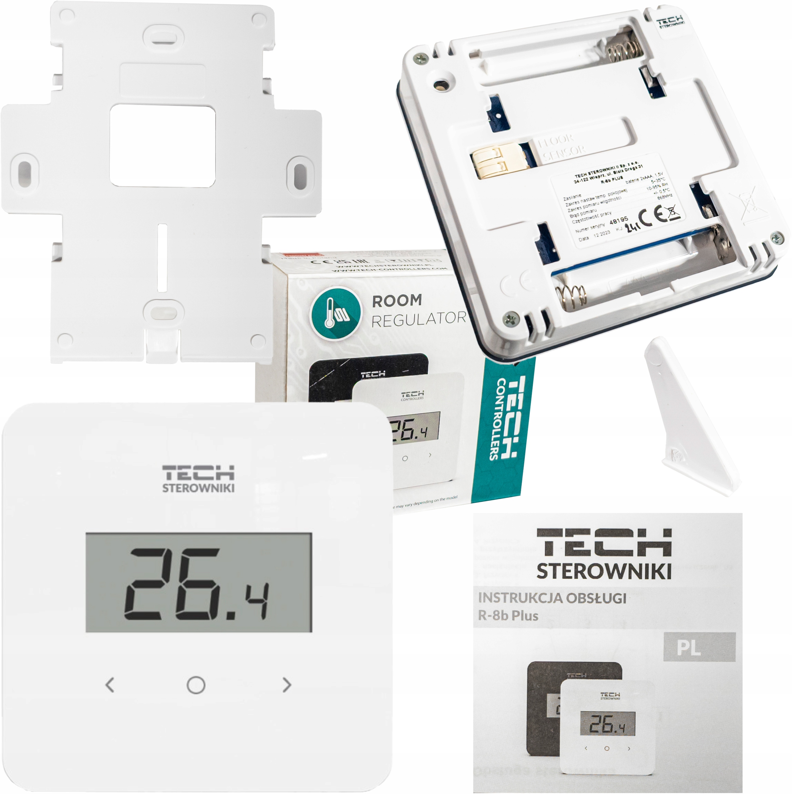 STEROWNIK REGULATOR TERMOSTAT POKOJOWY BEZPRZEWODOWY TECH R-8B PLUS