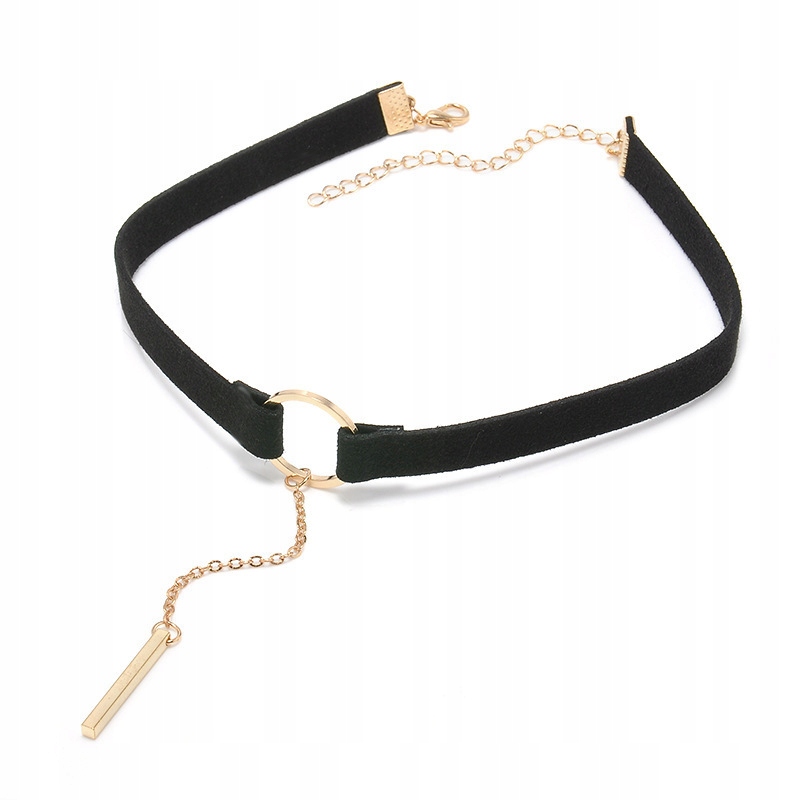 

Choker zamszowy czarny ze złotymi dodatkami