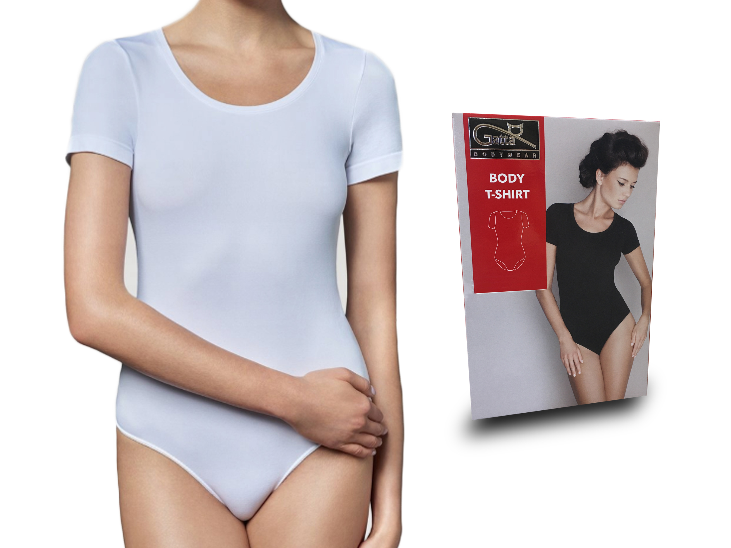 

Gatta T-Shirt body bezszwowe krótki rękaw białe, S