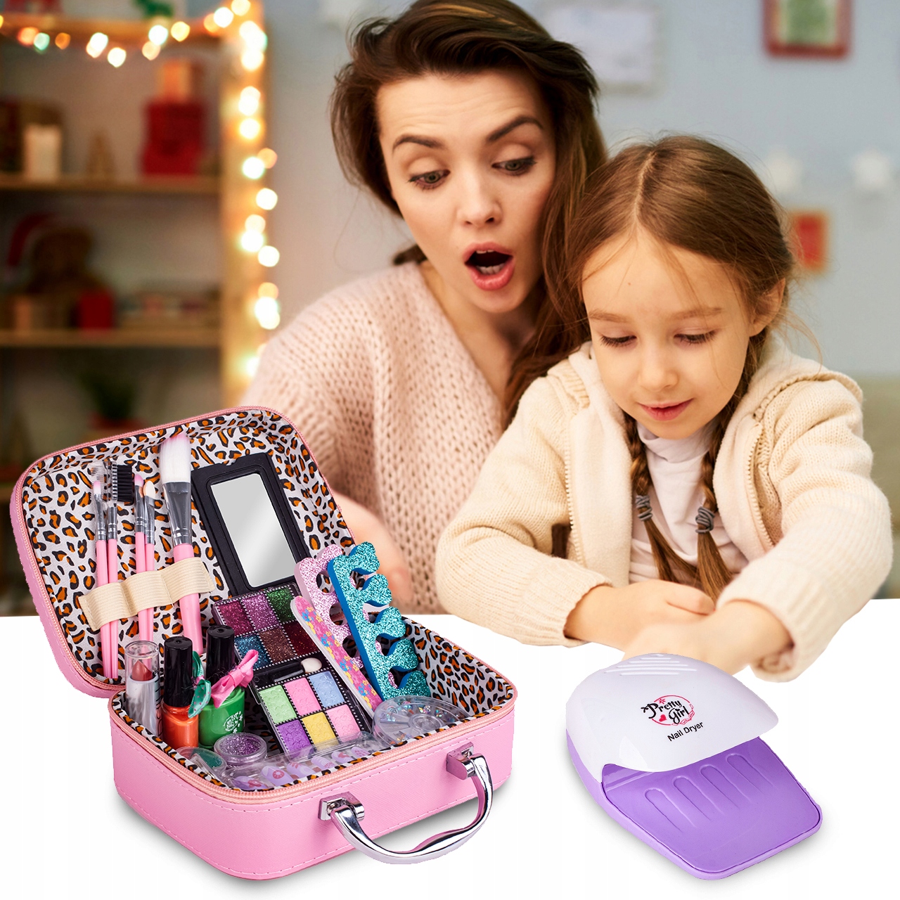 ZESTAW DO MAKIJAŻU PAZNOKCI KOSMETYKI W WALIZCE DLA DZIECI DZIEWCZYNKI Materiał plastik inny