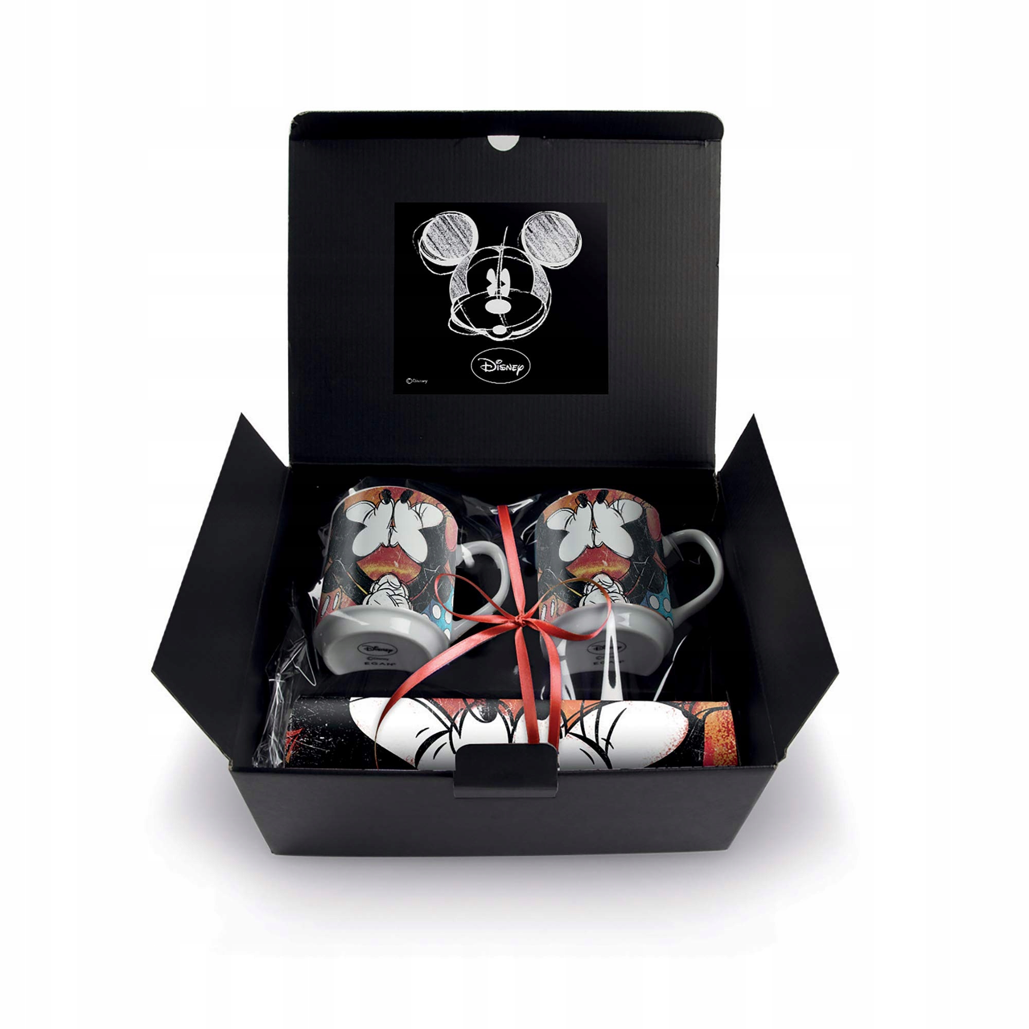 Egan Sada 2 porcelánových hrnků Mickey se 2 podložkami Červená