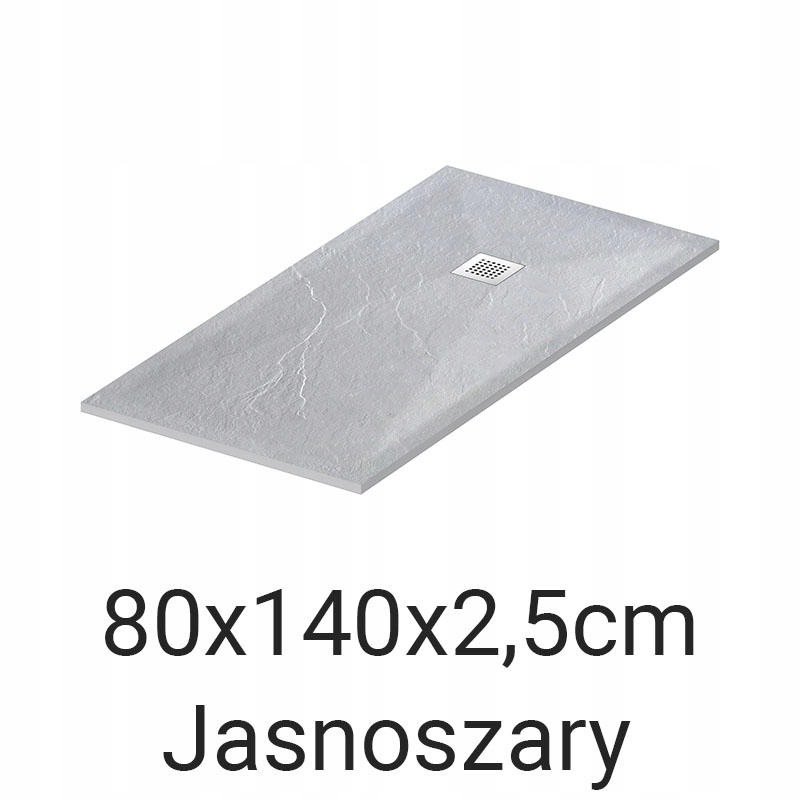 Brodzik kompozytowy antypoślizgowy Stone 80x140 Jasnoszary