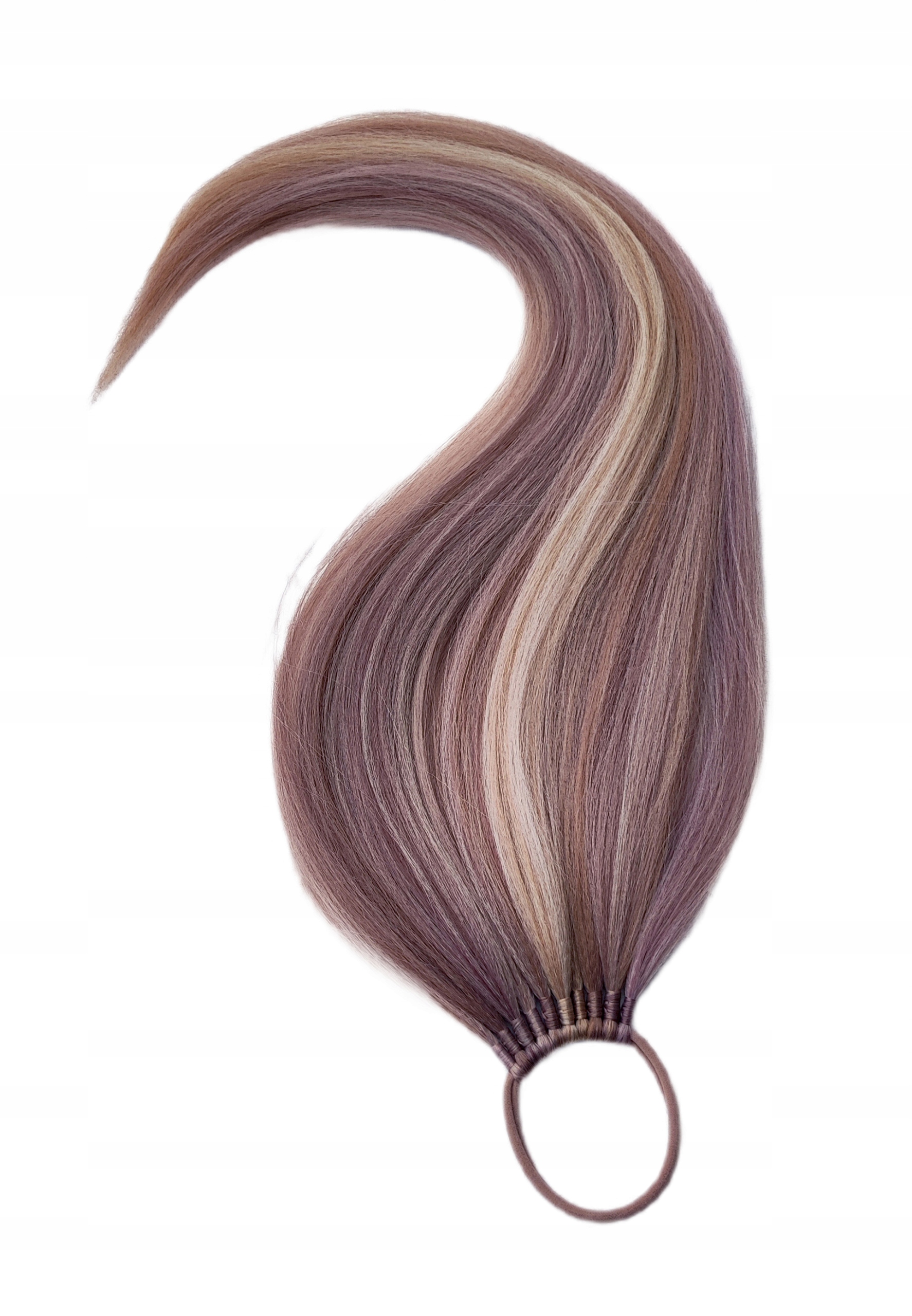 Připínací poník na gumičku, Příčesek, fialová blond, Vřesová Blondýnka, 70 cm