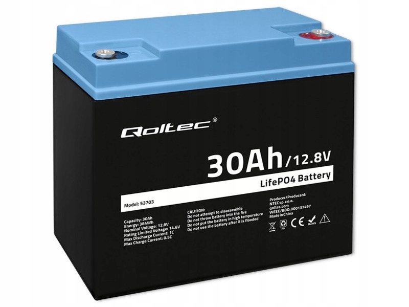 Akumulator Qoltec 53703 30Ah 12.8V
