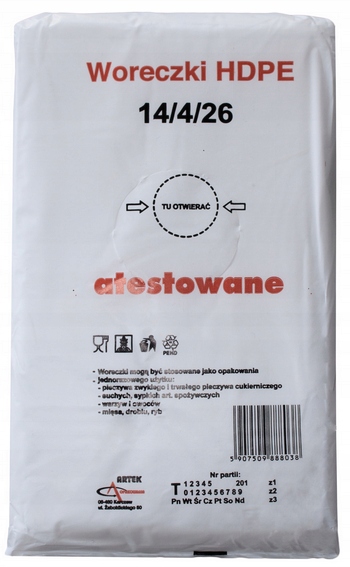 WORECZKI TOREBKI FOLIOWE HDPE 14x26 cm 800 sztuk