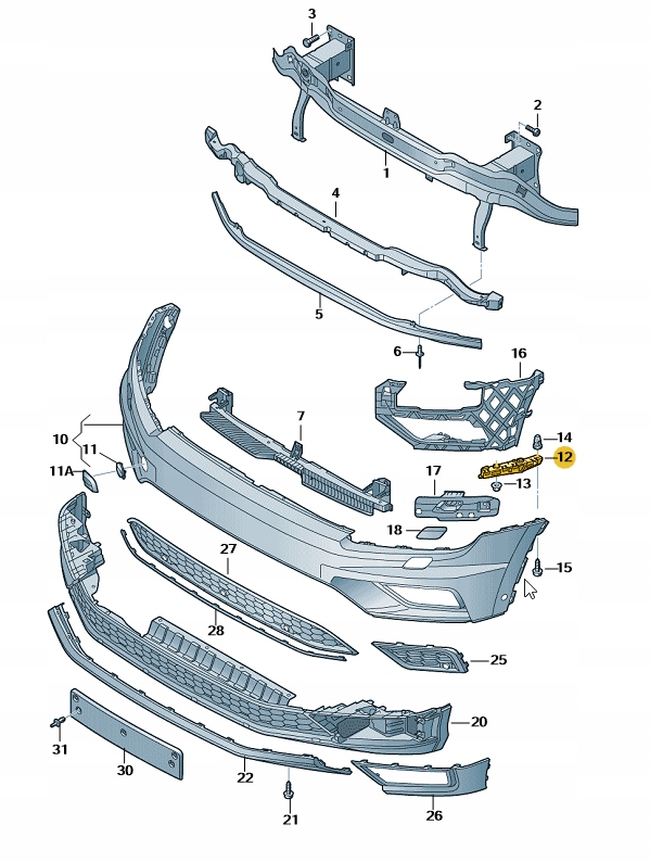 ŚLIZG ZDERZAKA PRZÓD STRONA LEWA VW TIGUAN OE