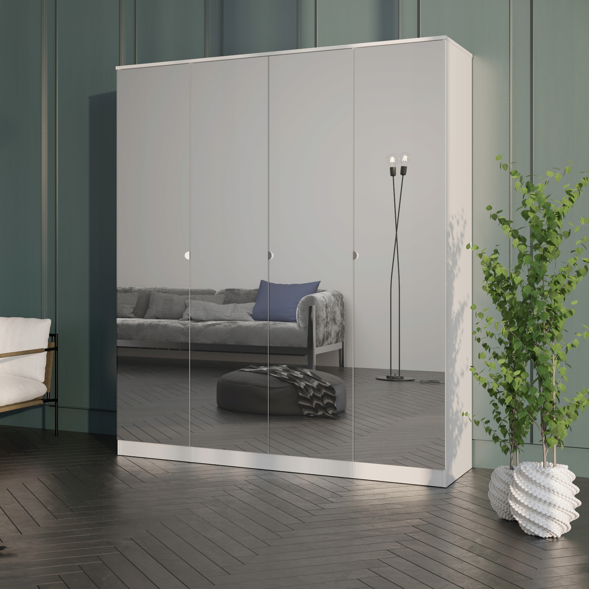 Szafa uchylna z lustrem Monza 4D 160 Biała