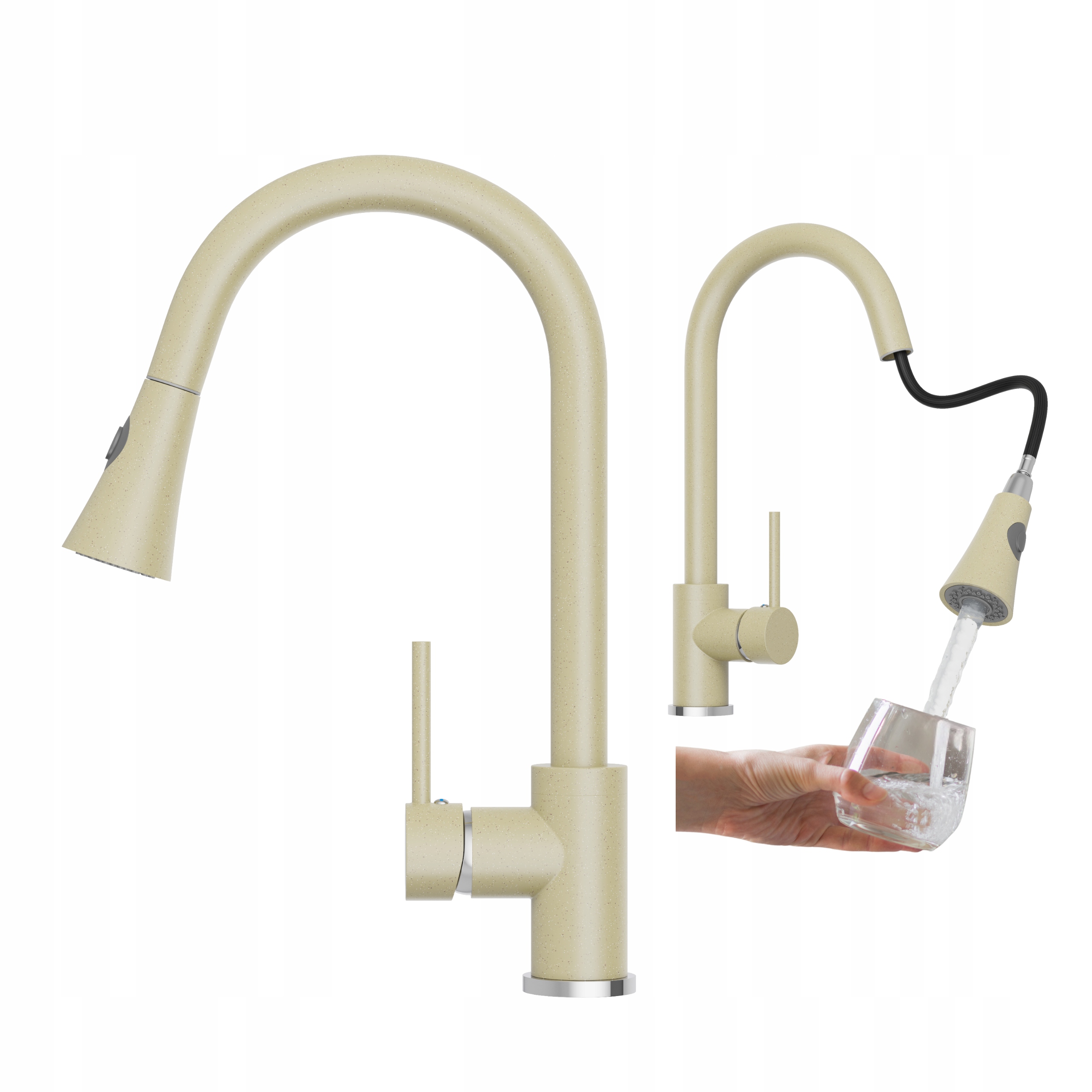 Kuchynská Batéria S Výsuvným Výtokom Snake Béžová