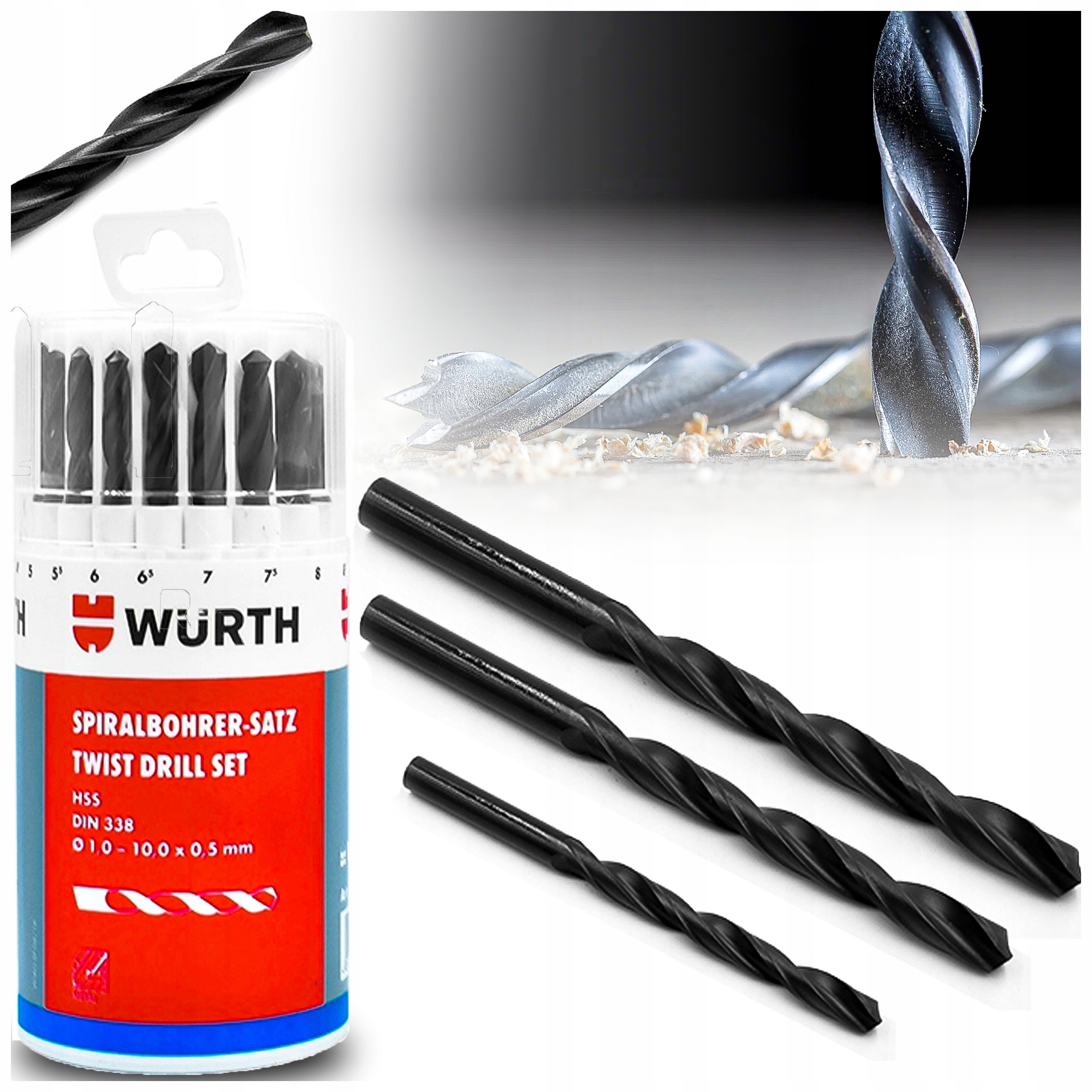 Sada Spirálových Vrtáků Do Kovu Z Oceli Hss-n D1-10X0.5MM 19KS Wurth