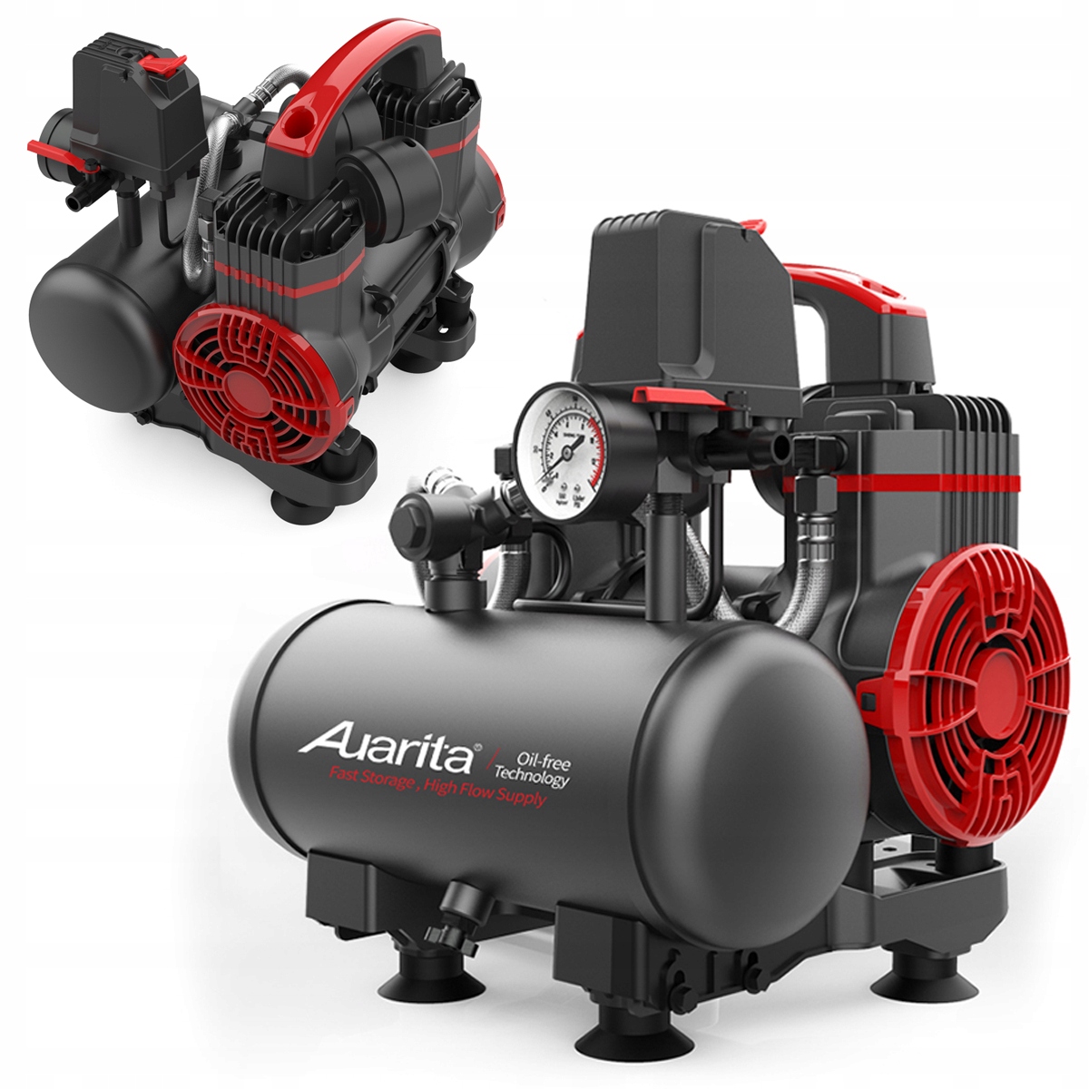 Kompresor 3L Bezolejový Dvoupístový Kompresor 110 220 V Separátor Auarita