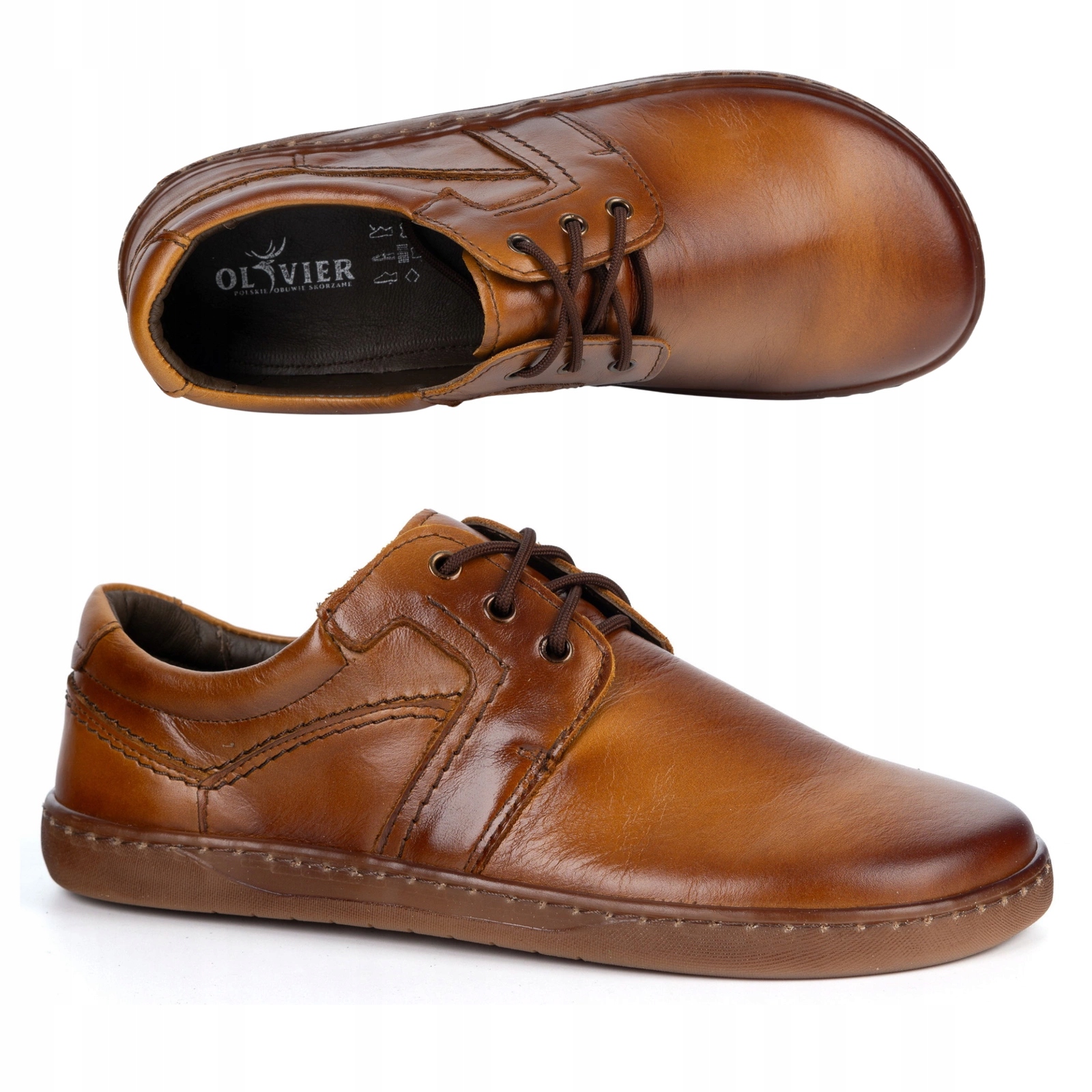 Barefoot Pánské kožené šněrovací boty 115KZ hnědé 46