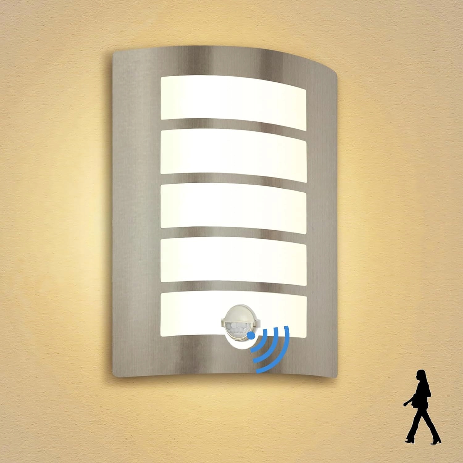 Nástěnná zahradní lampa s pohybovým senzorem E27 IP44 nerezová ocel Led