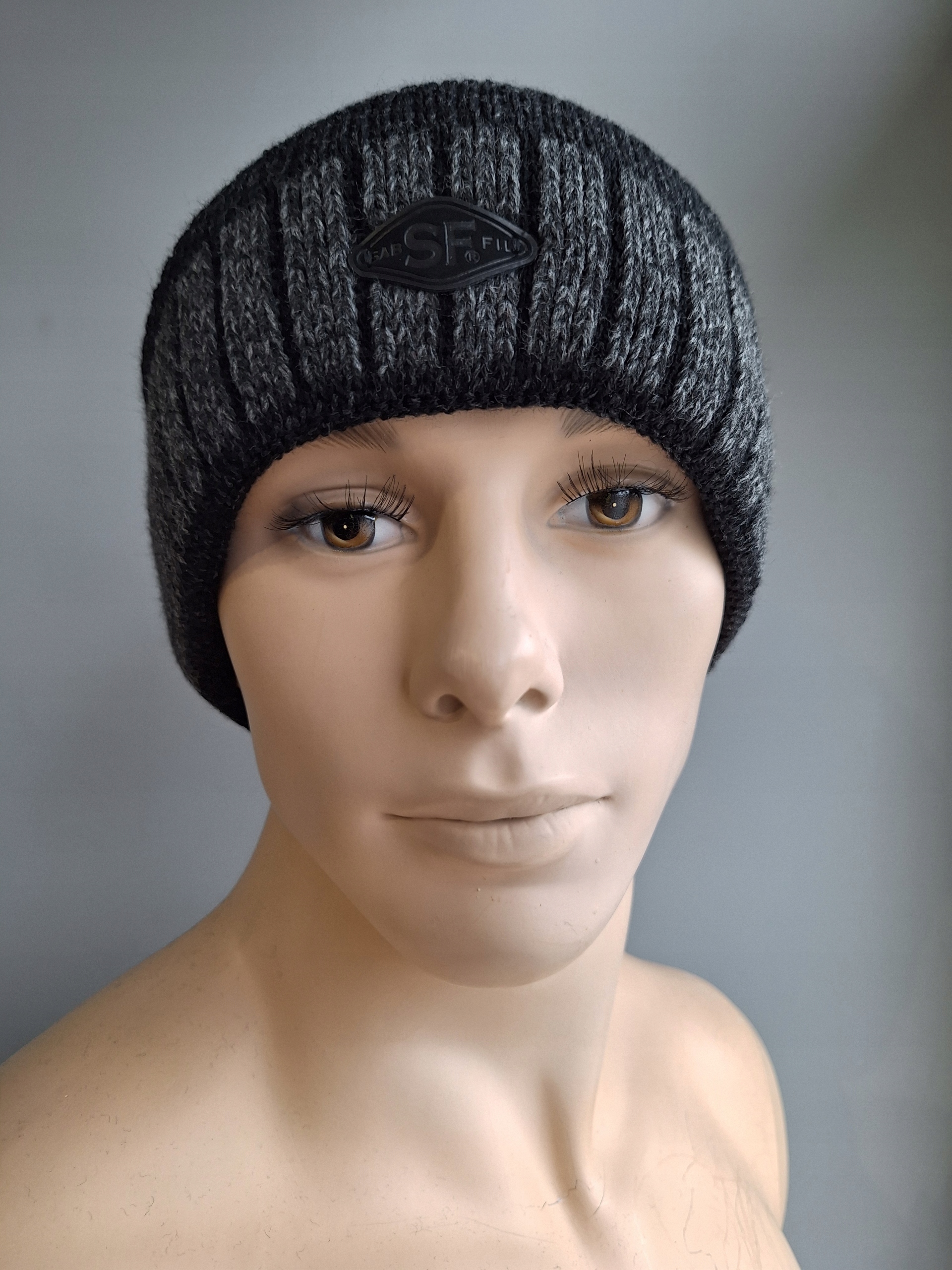 CZAPKA MĘSKA ZIMOWA SABFIL NA POLARZE CZARNA SZARA CIEPŁA Marka inna