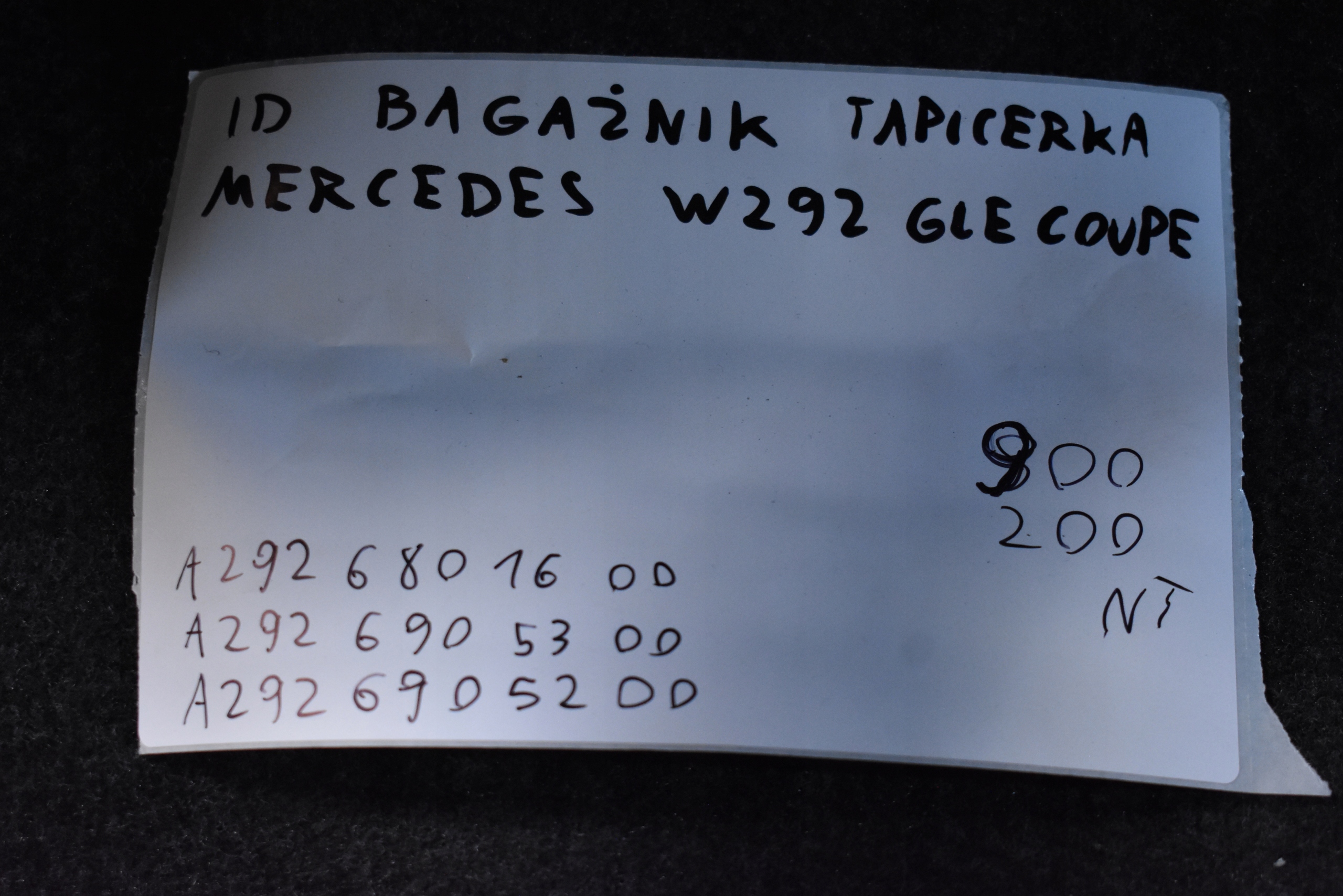 IDEALNY boot upholstery MERCEDES W292 GLE COUPE 1
