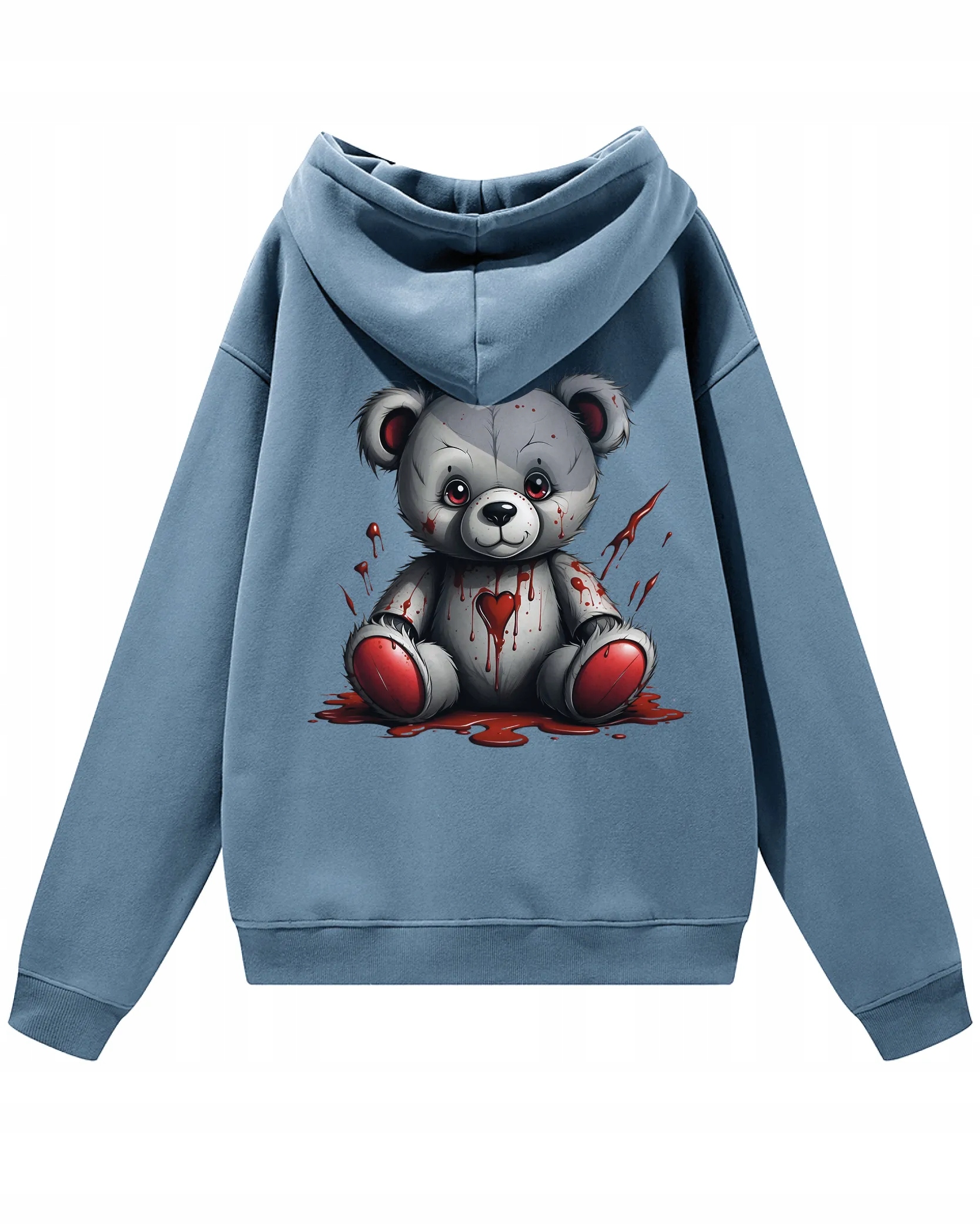 Oversize mikina tmavě s kapucí s medvídkem a hororovou Hračka XXL