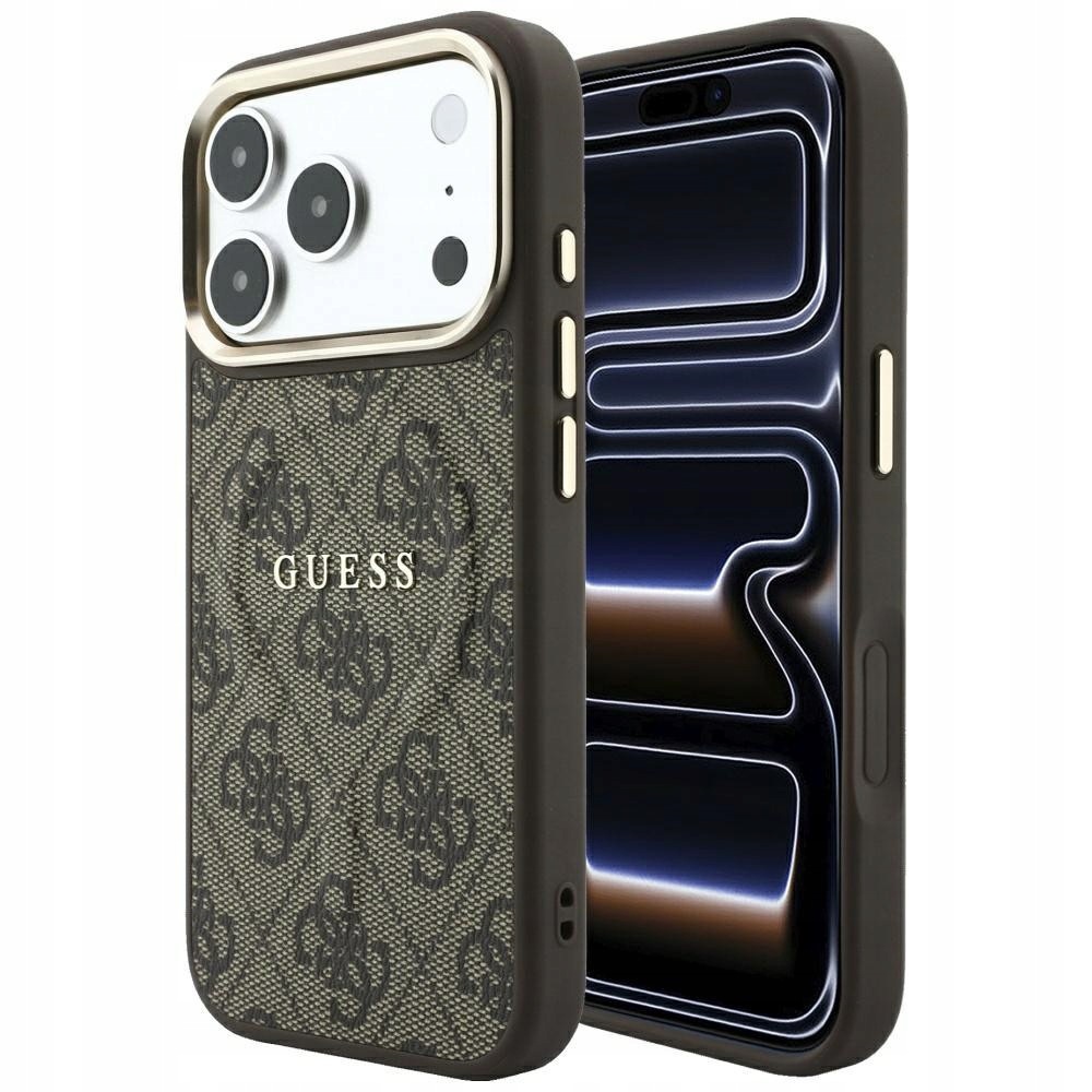 Pouzdro Guess Embossed 4G Classic MagSafe pro iPhone 18/17 Pro Max, hnědé
