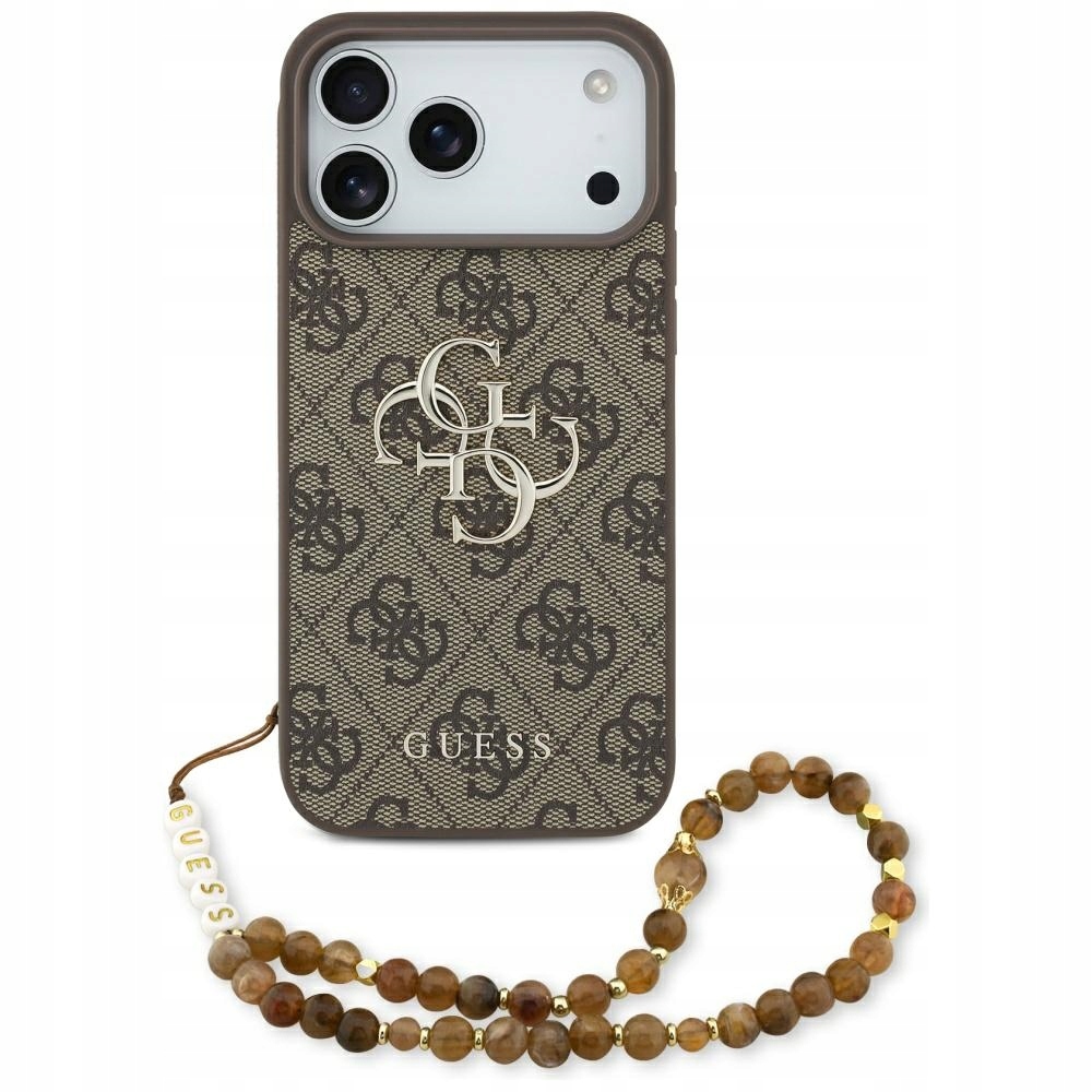 Etui do iPhone 17 Pro Max Guess Pu 4G Metal Logo, ze smyczą, łańcuszkiem