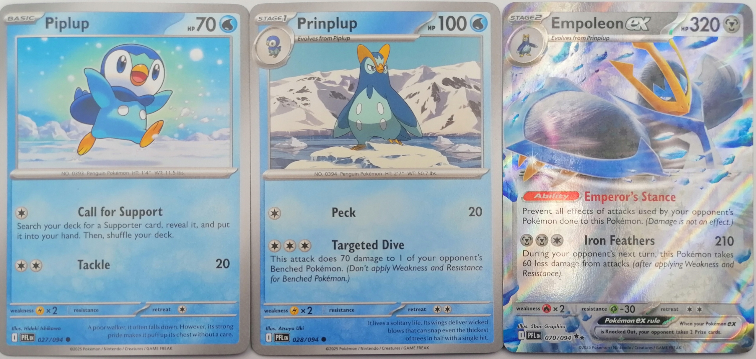Pfl Piplup 27/94 Prinplup 28/94 Empoleon ex 70/94 Karty Pokemon Tcg