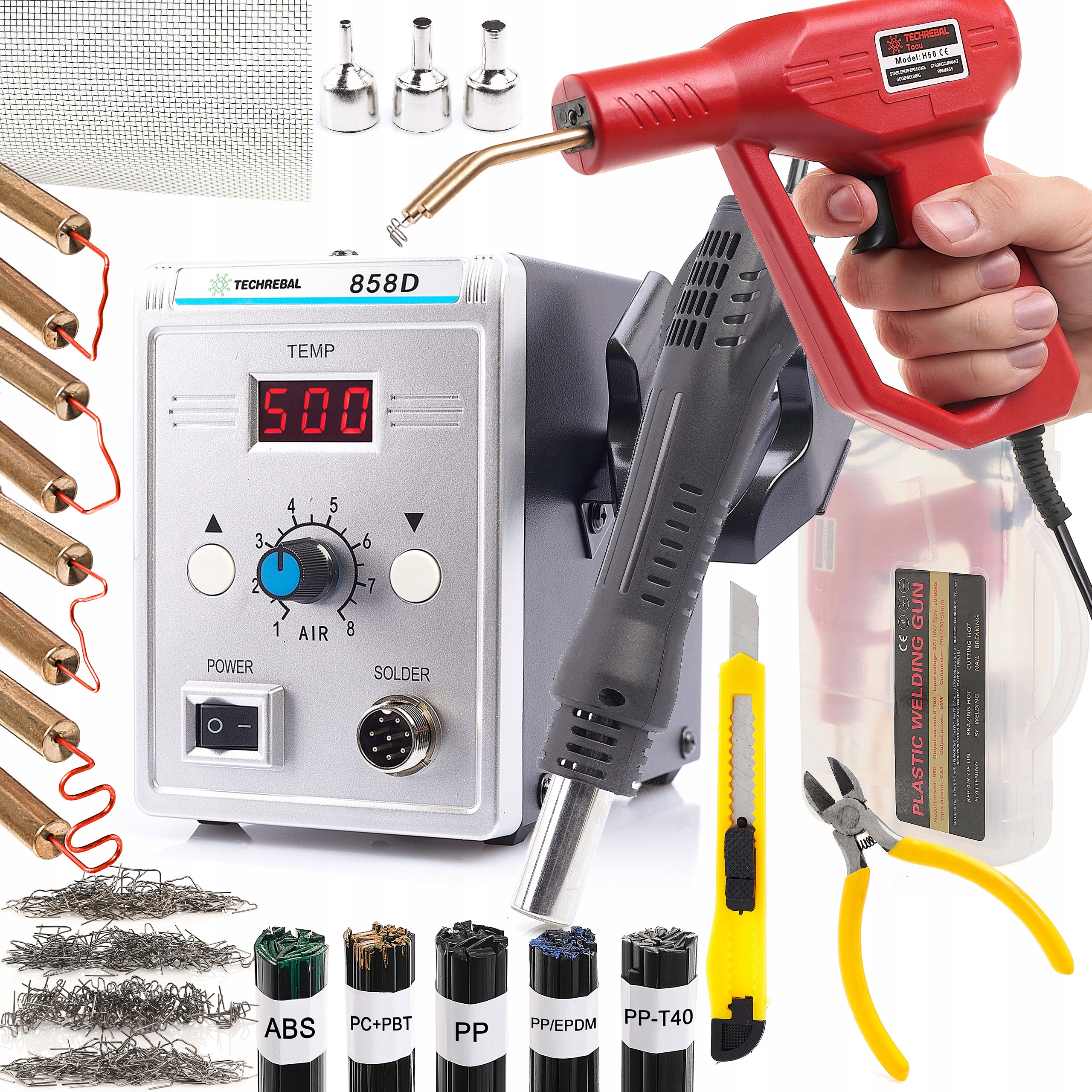 STACJA LUTOWNICZA HOT AIR GORĄCE POWIETRZE 858D ZSZYWACZ DO PLASTIKU SPOIWA