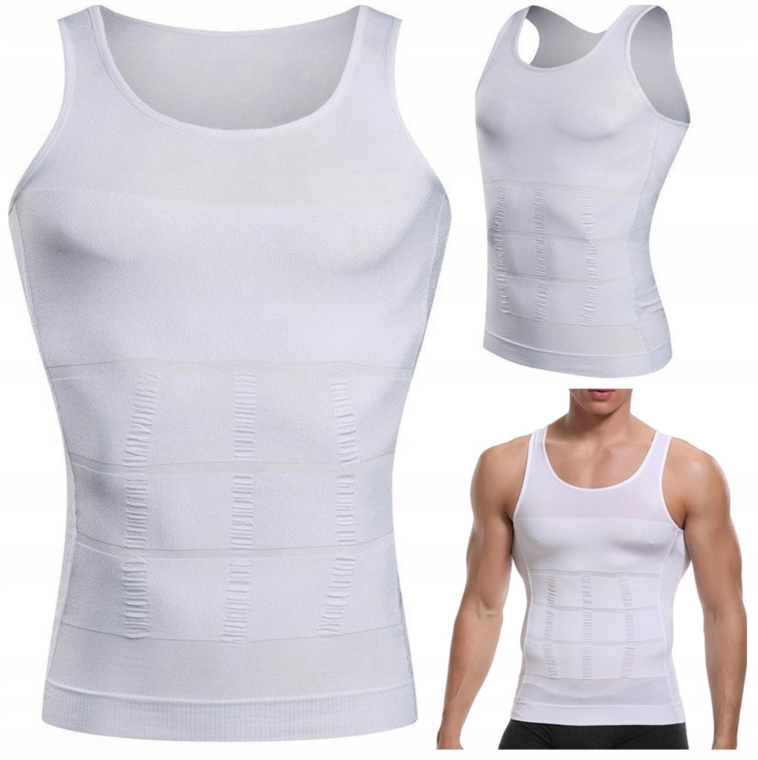 KOSZULKA MĘSKA WYSZCZUPLAJĄCA MODELUJĄCA PODKOSZULKA SLIM BEZ RĘKAWÓW XXL