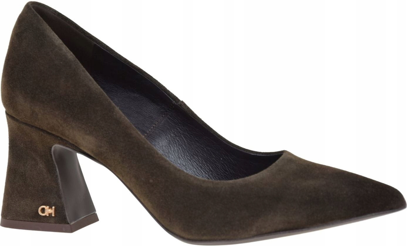 Dámské kožené lodičky velurové hnědé se špičkou na sloupku Chebello 4742 R40