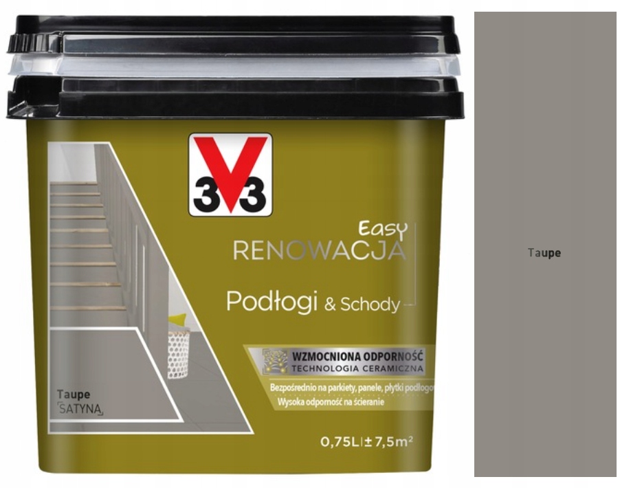 Easy renowacja V33 farba do podłóg i schodów satyna 0,75L Taupe