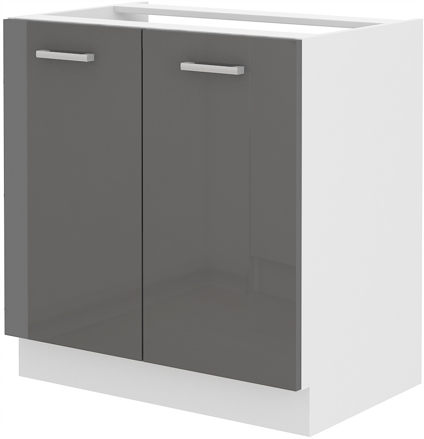 

Szafka kuchenna pod zlew 80cm. Szary połysk, biała