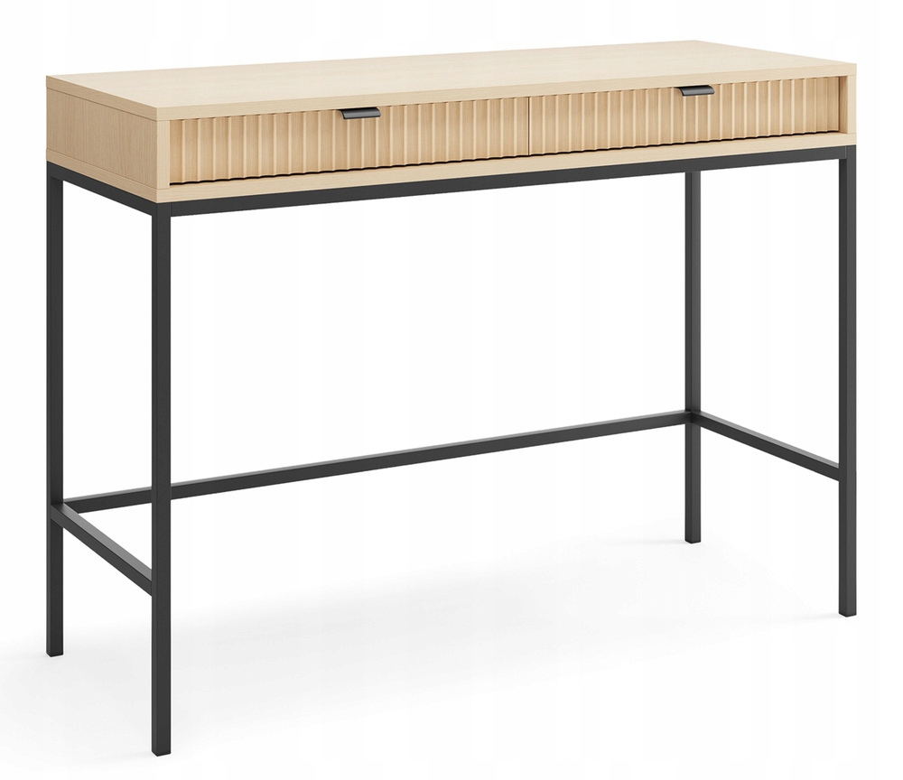 Toaletní Stolek Vellore dvě zásuvky 104 cm dub vicenza černé nohy