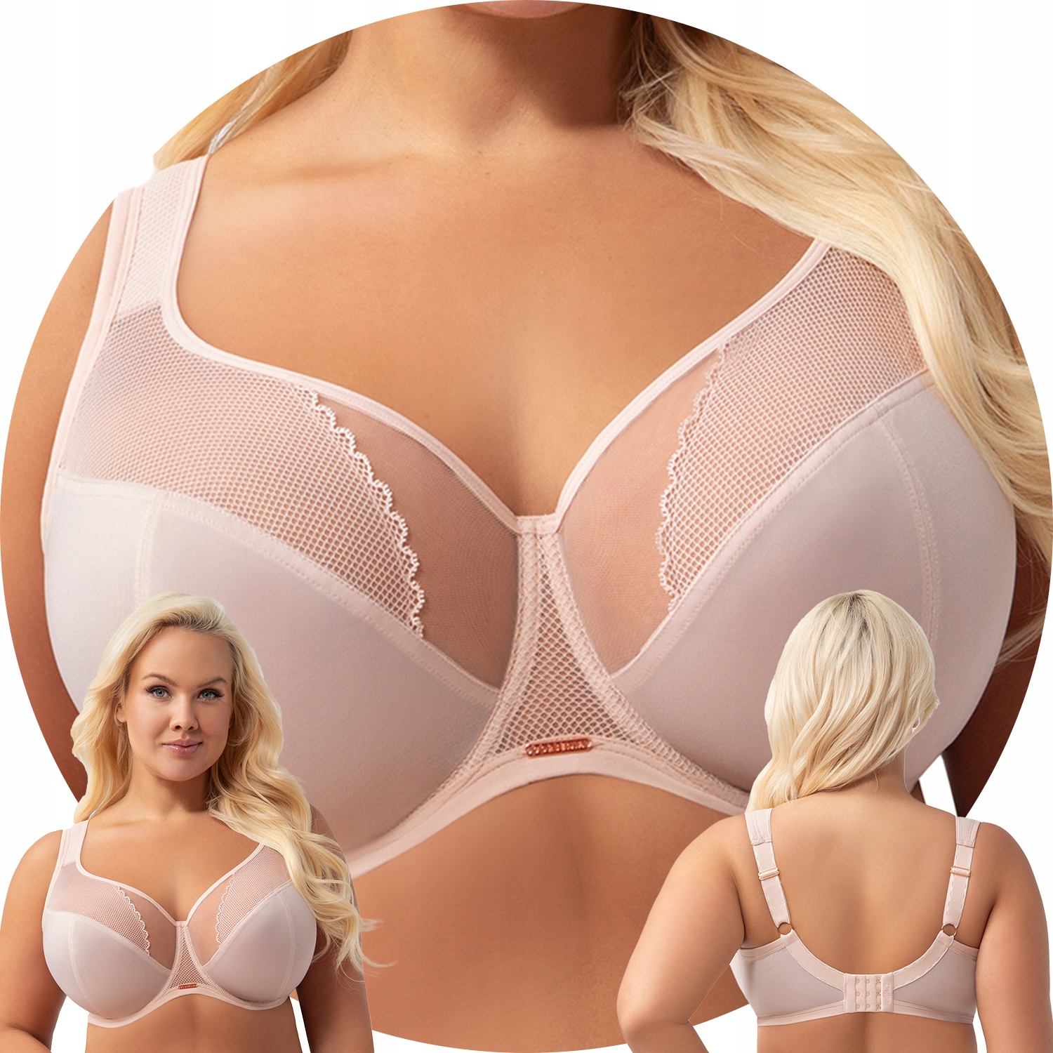 Gorsenia K441/1 Luisse tiul koronka beżowy 95G Biustonosz miękki Soft