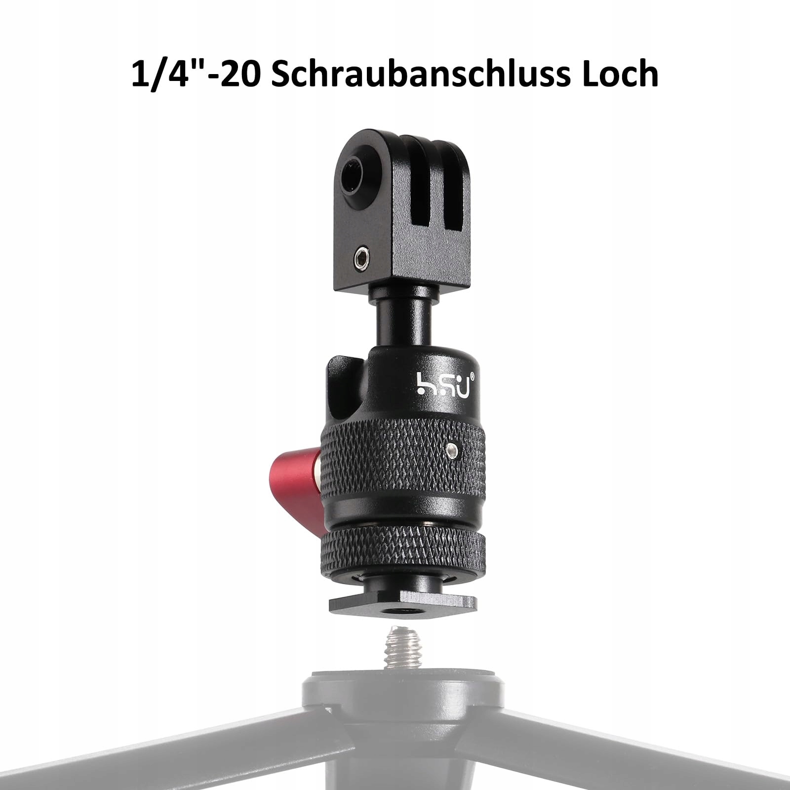 Adapter Cold Shoe Z Głowicą Kulową 360 Do GoPro Hero 12 11 10 HSU — miniatura 3