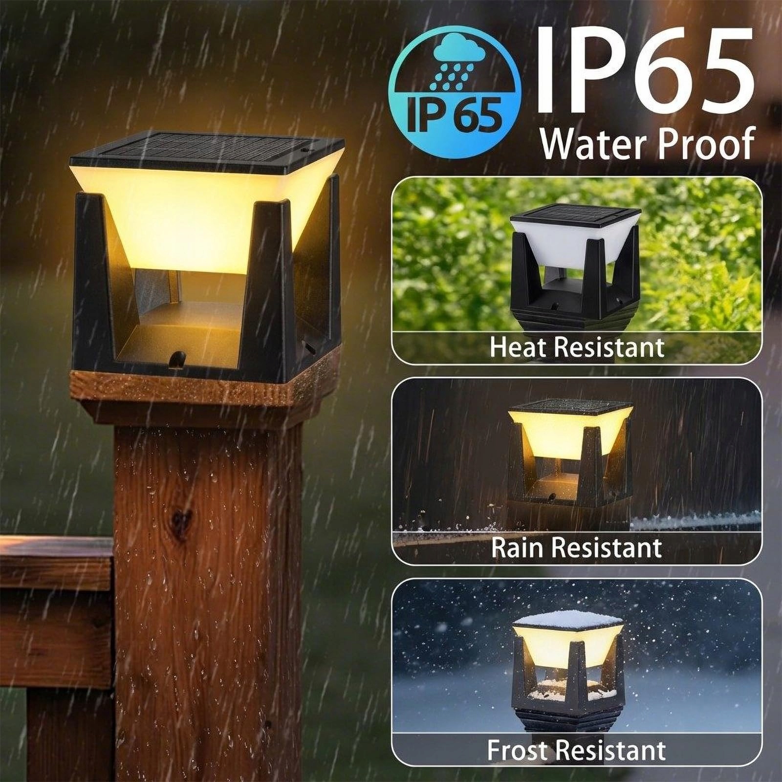ACMHNC Lampa Ogrodowa Solar Czarna IP65 Wodoodporna 3000K Na Podjazd Patio — miniatura 2