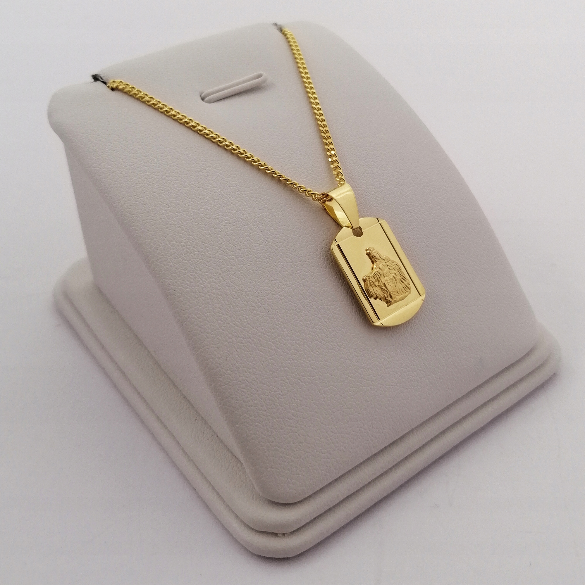PIĘKNY ZŁOTY NASZYJNIK SZKAPLERZ KOMUNIA CHRZEST Długość całkowita 55 cm