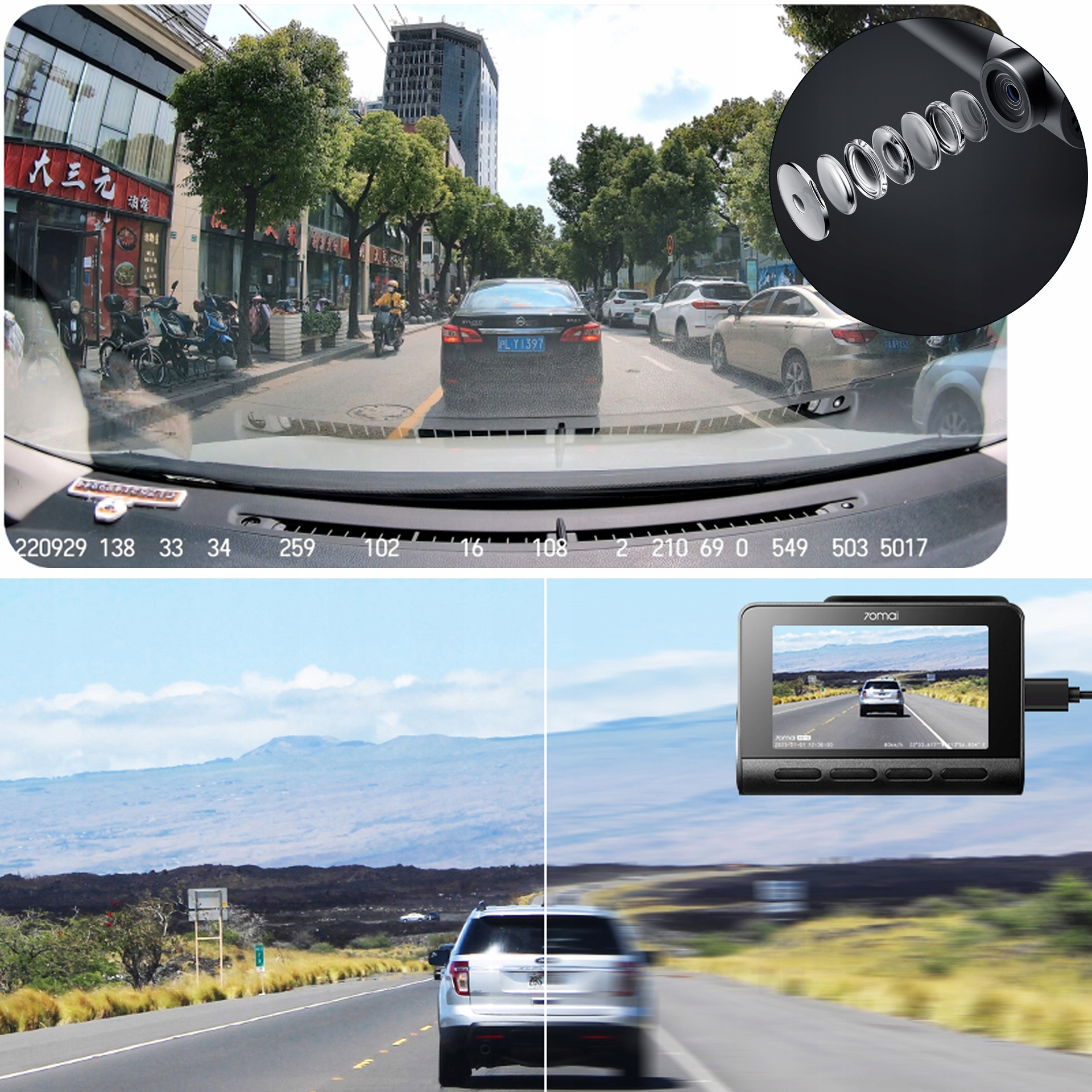 70mai Kamera samochodowa wideorejestrator A810 HDR + oryginalna karta 64GB Marka 70mai