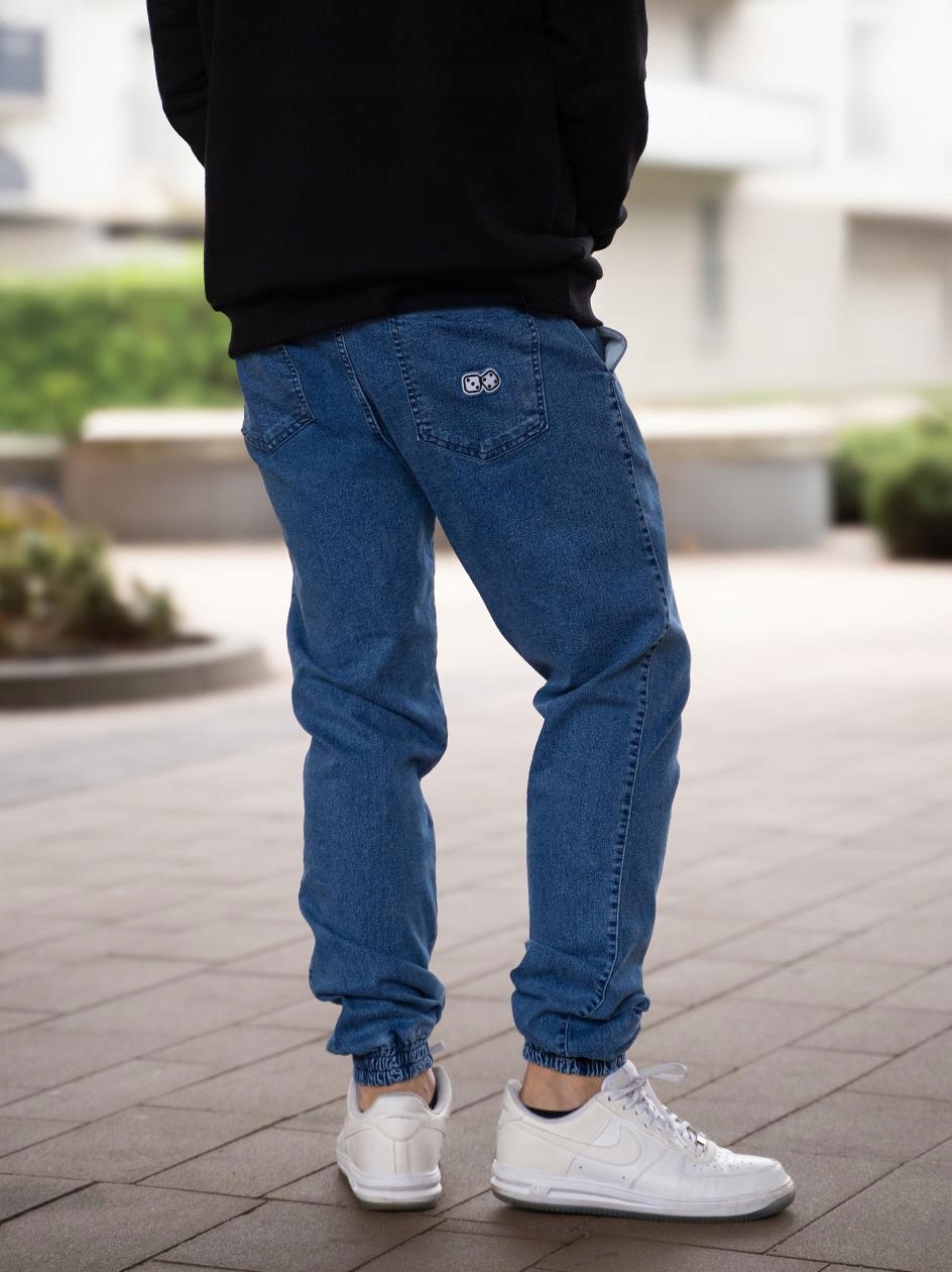 Kalhoty Lucky Dice Joggery Jeans Jogger Light Blue vel. L