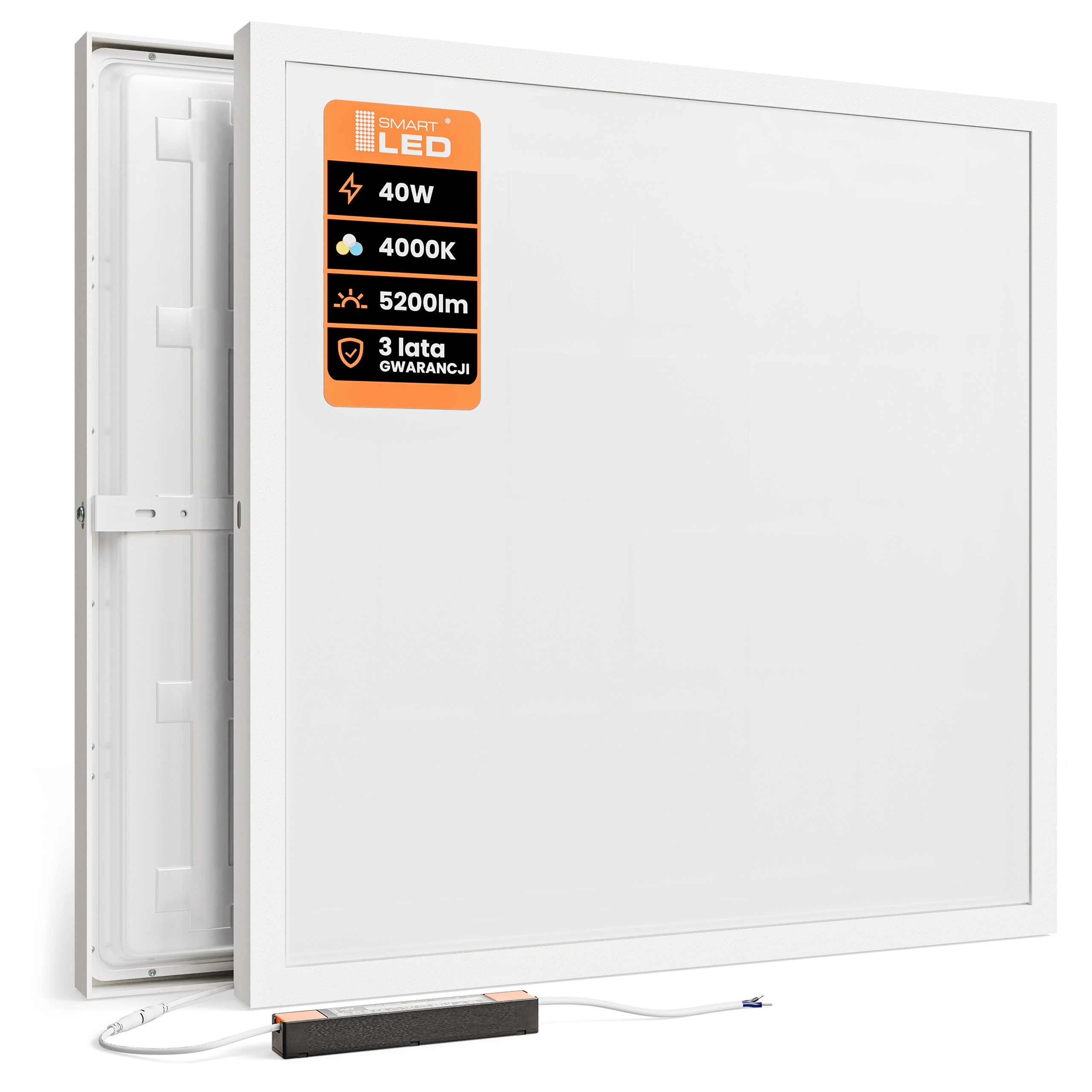 Lampa Sufitowa Plafon Led 60x60 cm 40W 5200lm Panel Natynkowy Mocny GW3LATA