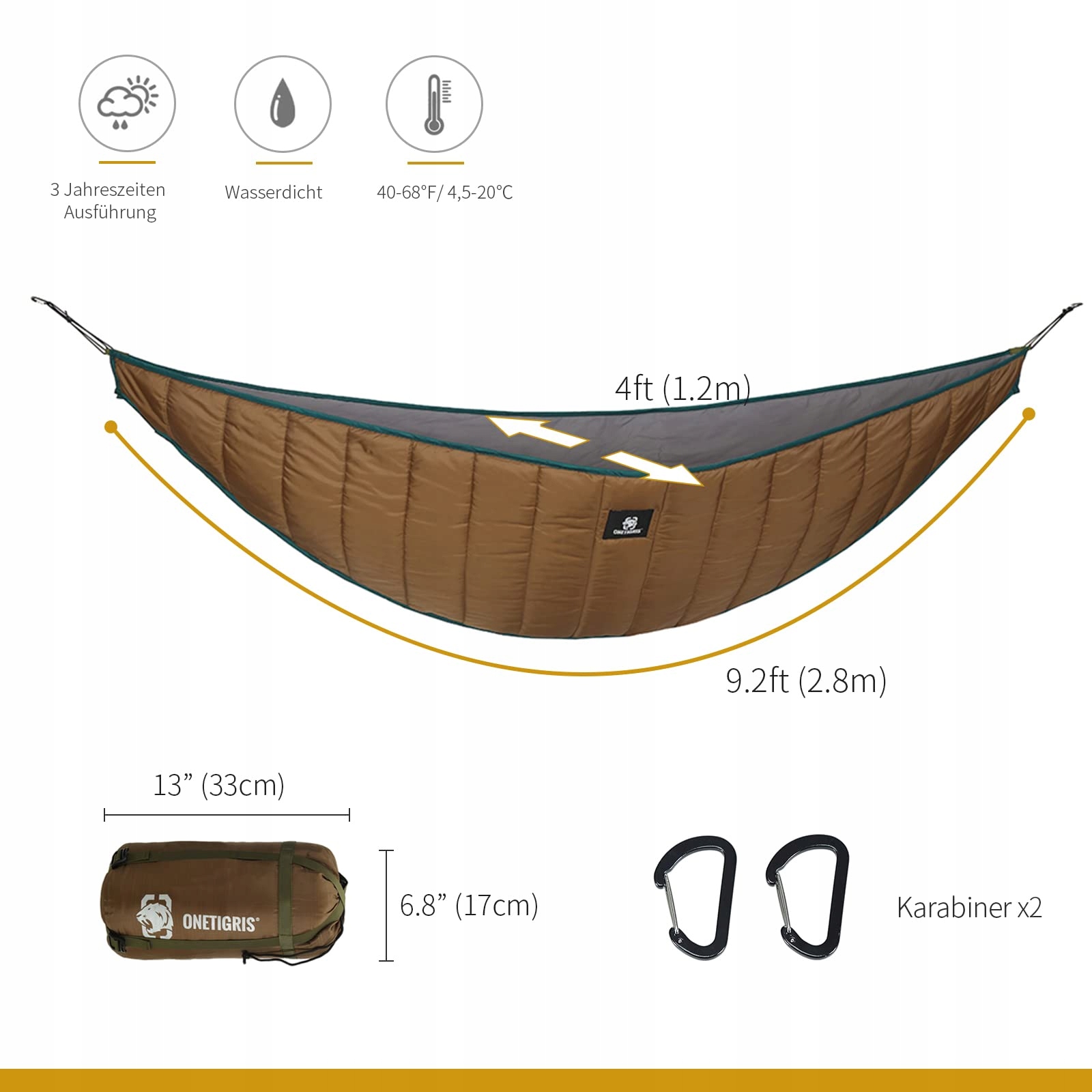 ONETIGRIS Hideout Mata Podwieszana Ocieplacz Do Hamaka Ultralekka Outdoor — miniatura 3