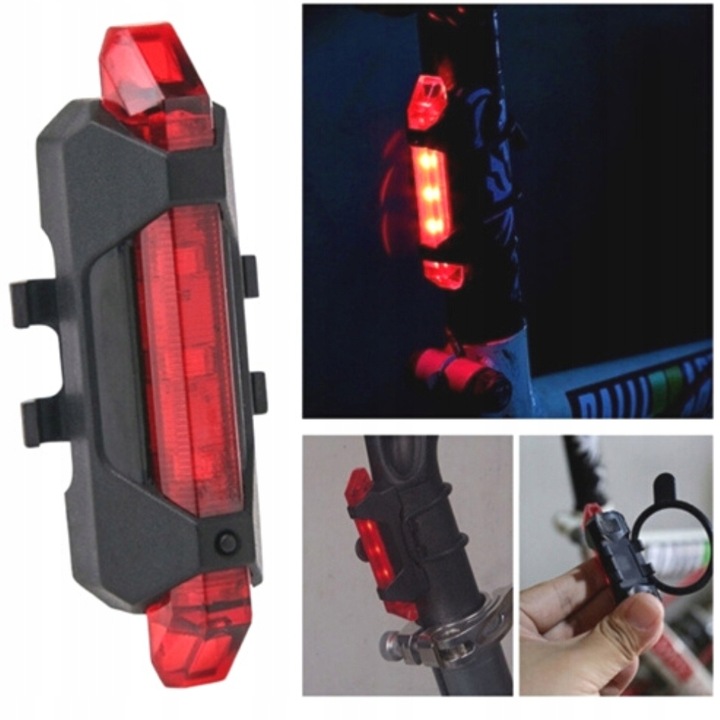 LAMPKA ROWEROWA LED PRZÓD + TYŁ - AKUMULATOROWA -WODOODPORNA - ZESTAW - HIT Zasilanie USB