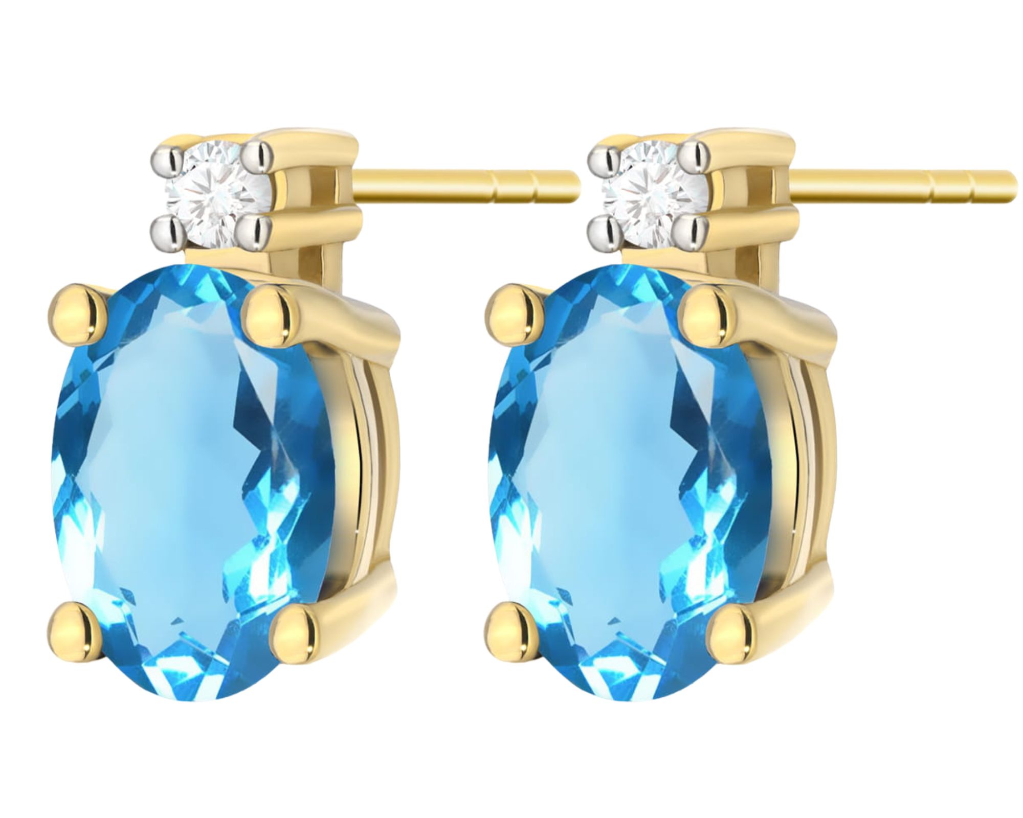 Náušnice s brilianty a topazem – tyčinky