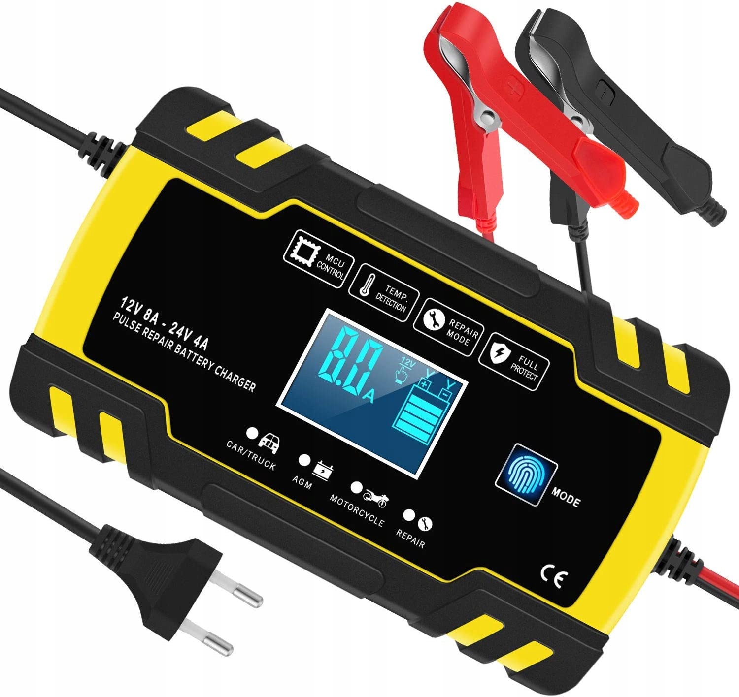 Prostownik Samochodowy Do Akumulatorów 12V 24V LCD 8A