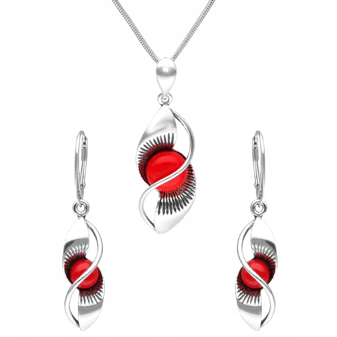 Komplet s korálem stříbro