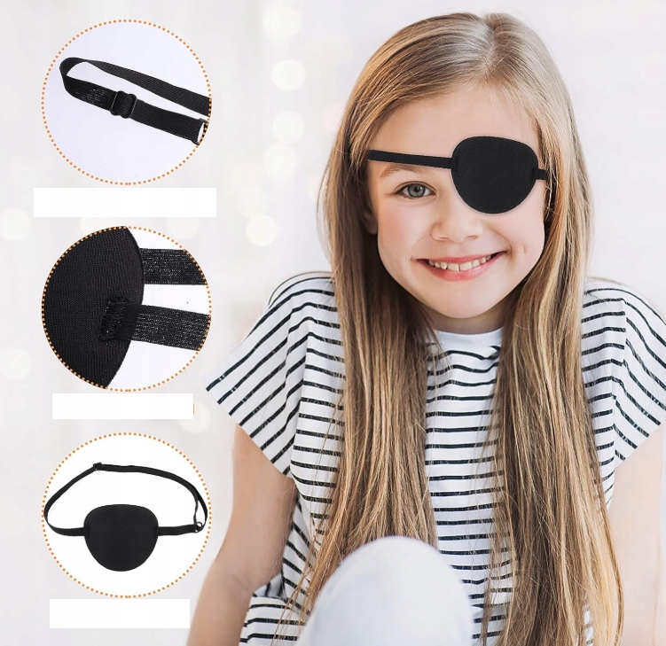 ZASŁONKA OBTURATOR MEDYCZNA OPASKA NA OKO REGULOWANA PLASTER UNIWERSALNA Wzór dominujący bez wzoru