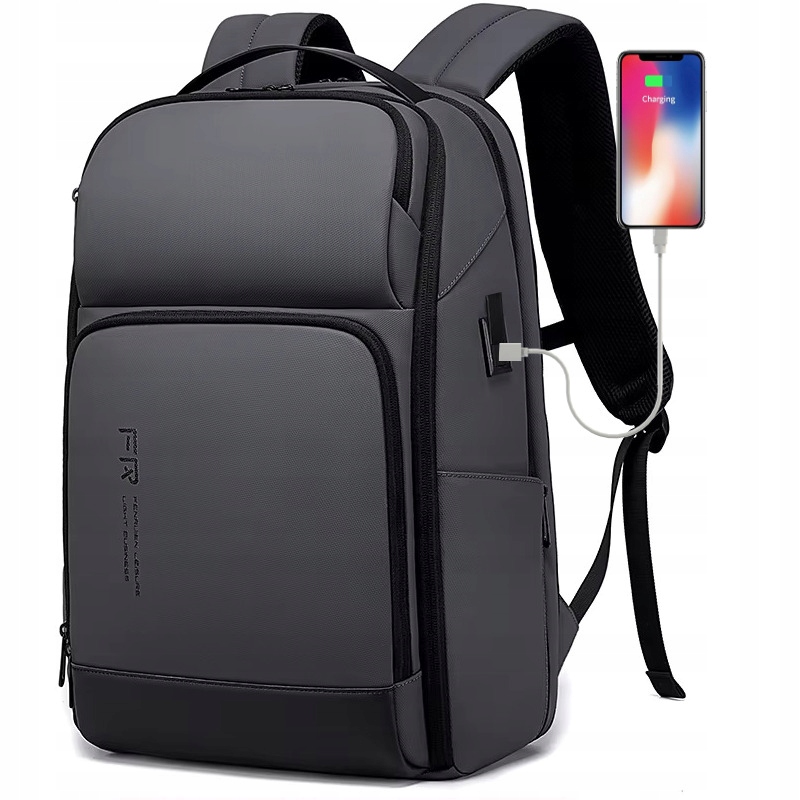 Plecak na laptopa 15,6 FRN8289 Usb bagaż podręczny wodoodporny szary