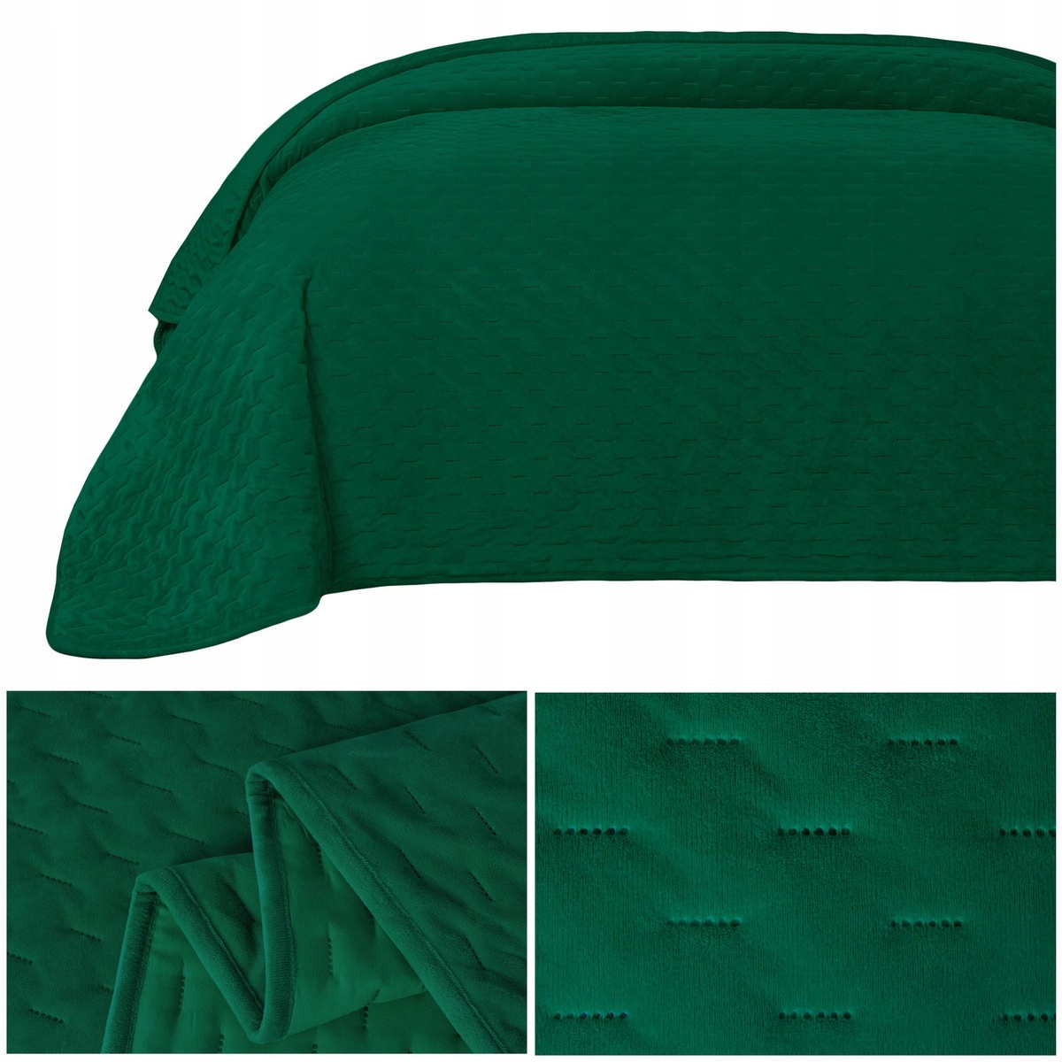 Přikrývka na postel pohovka 220x240 Prošívaná lisovaná Velurová Tommaso Zelená