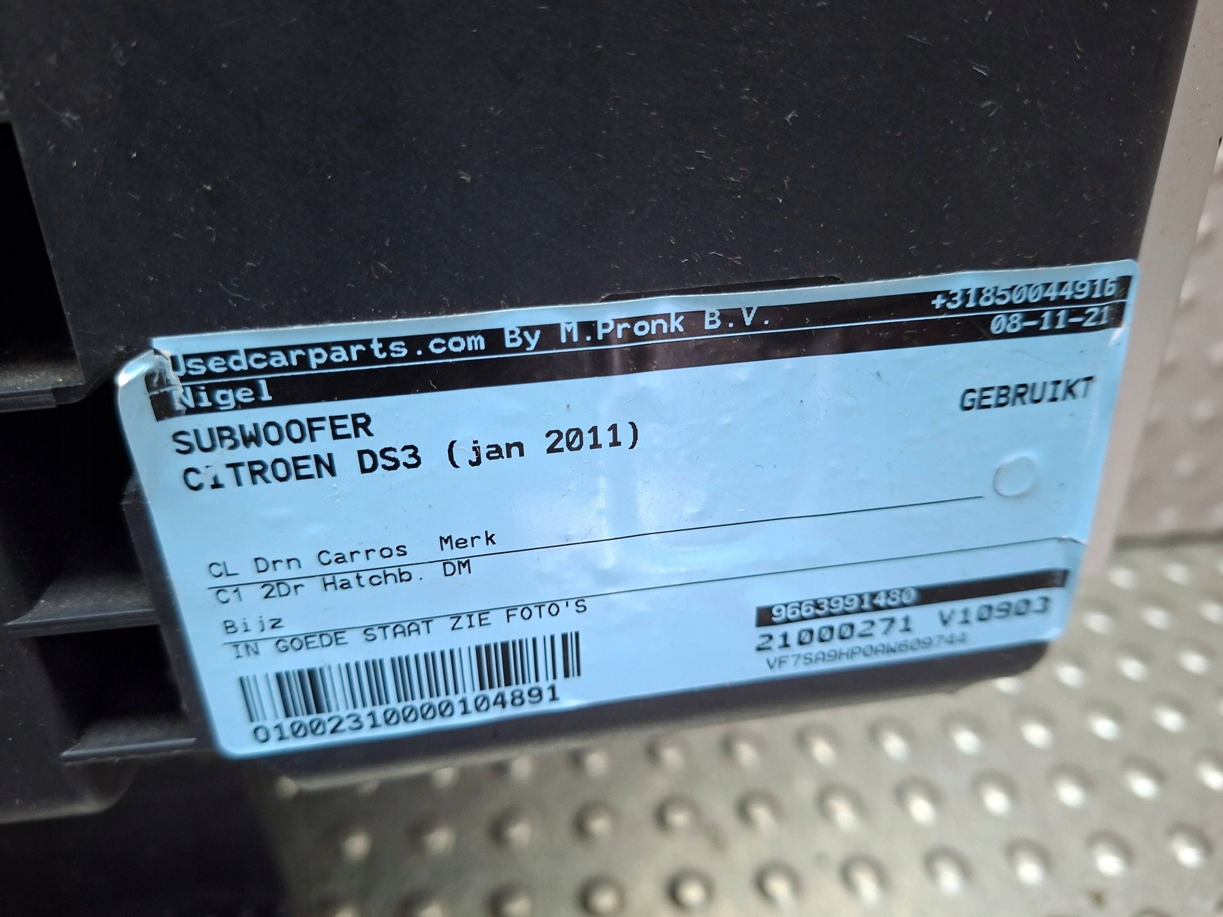SUBWOOFER speaker 9663991480 CITROEN DS3 2011