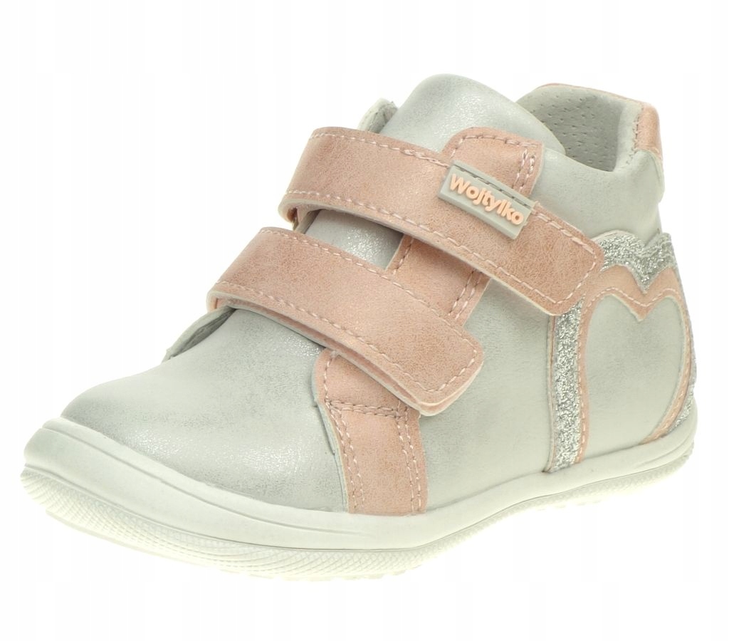 Trzewiki Dziecięce WOJTYŁKO za Kostkę Buty Dziewczęce na Rzepy wkł Skóra 25
