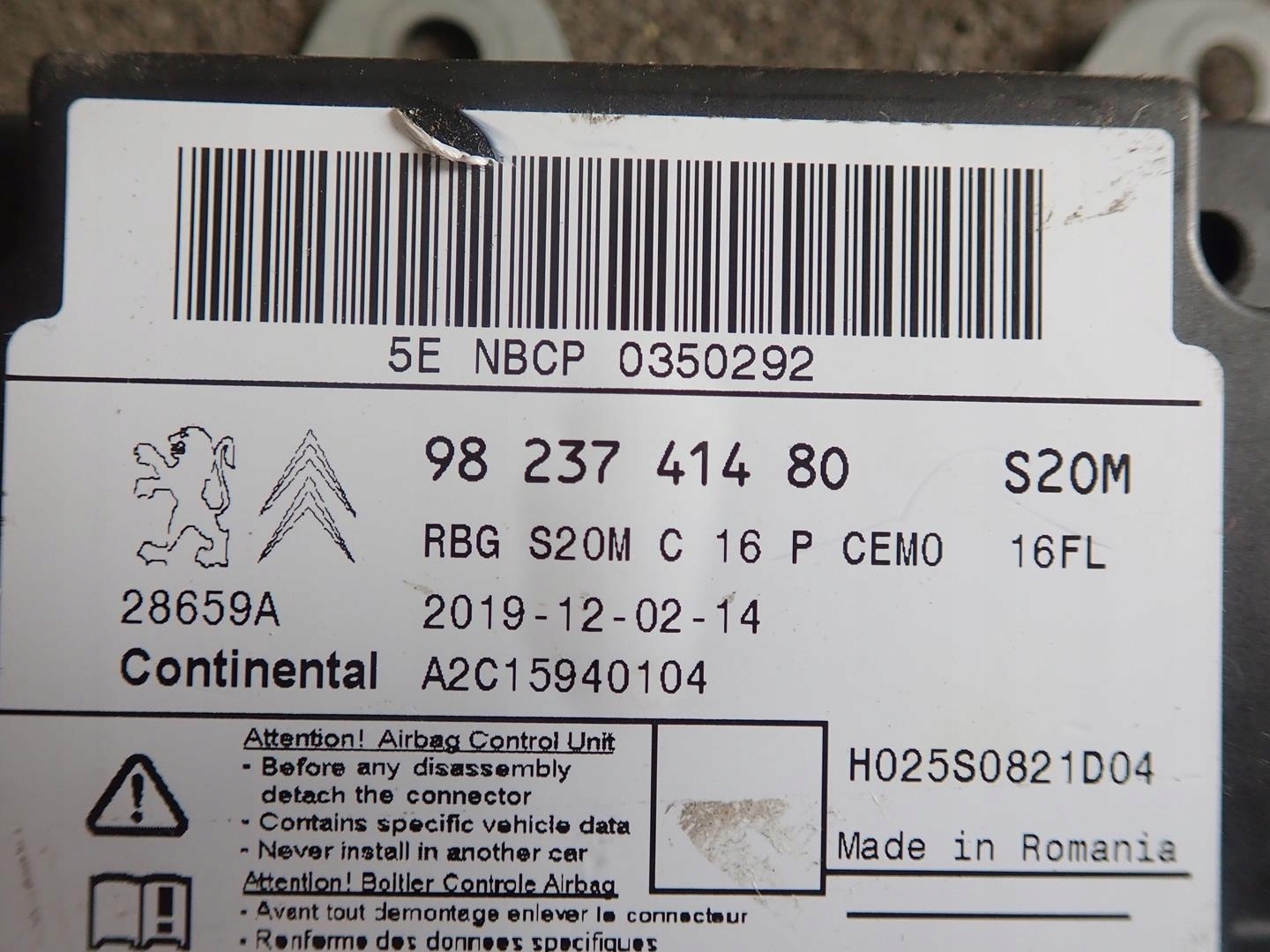 セキュリティ・セーフティ On_ink 15 Moduł airbag sensor Citroen OE 9823741480 za 200.00PLN z Jasienica