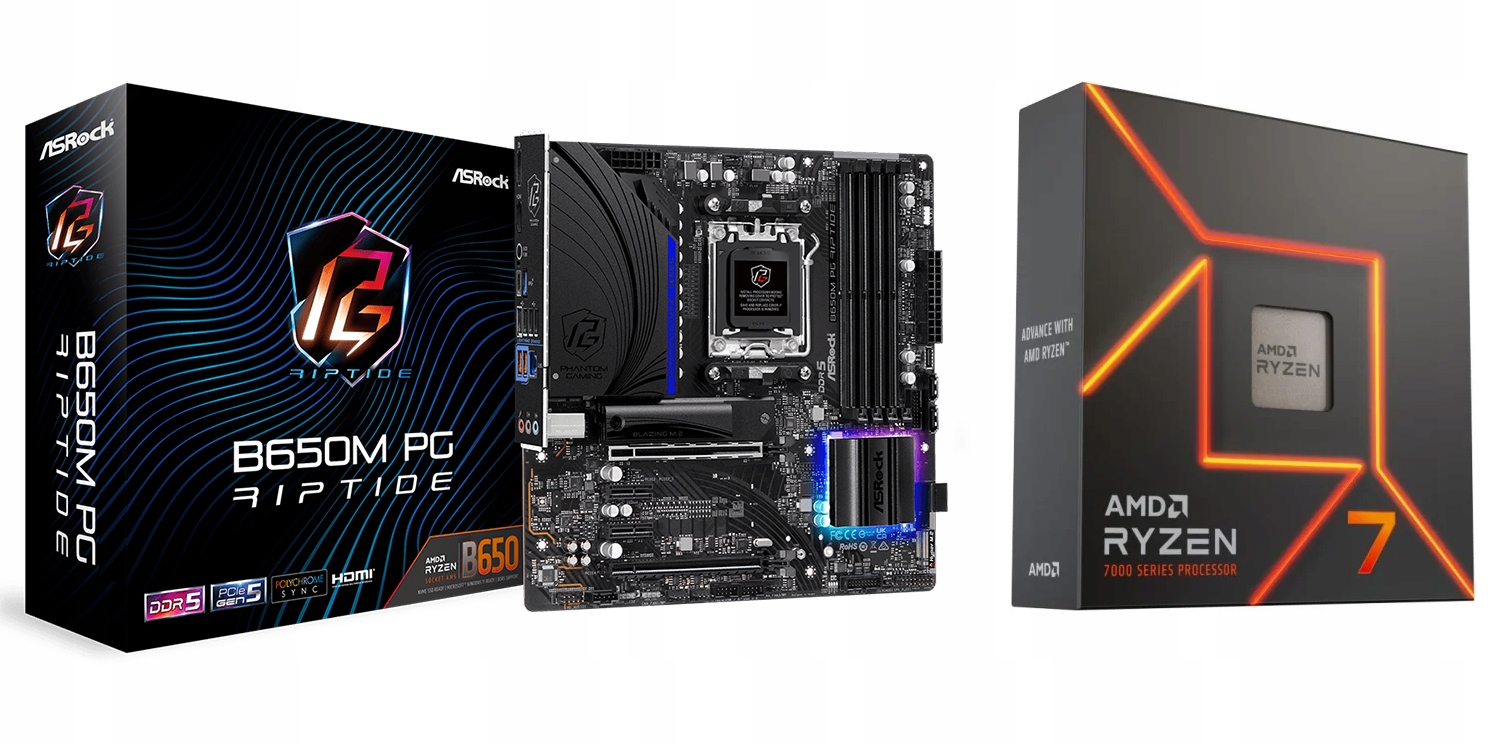 Zestaw Amd Ryzen 7 7700X ASRock B650M Pg Riptide