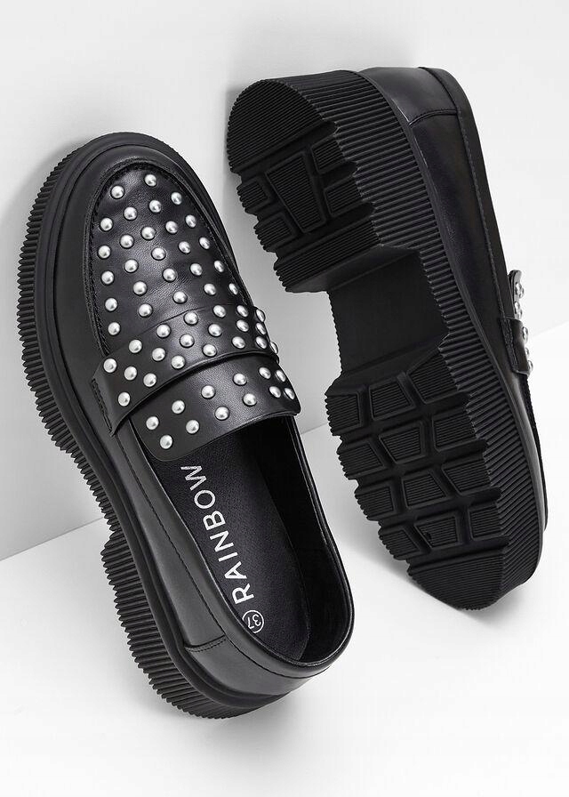 39 MOKASYNY DAMSKIE Z APLIKACJA dbh Kolor czarny