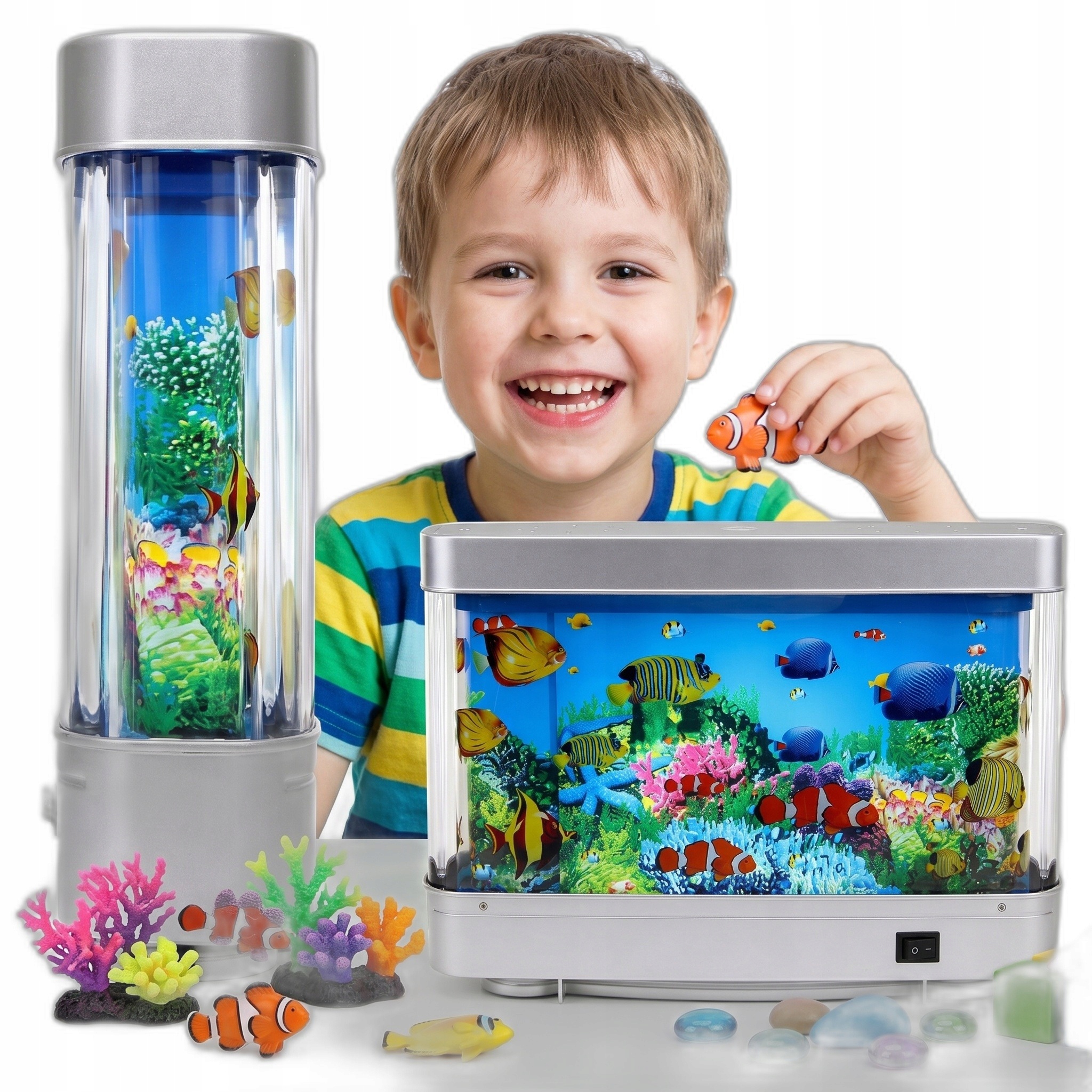 LAMPKA NOCNA LED SZTUCZNE AKWARIUM RUCHOME KOLOROWE RYBKI 3D DLA DZIECI