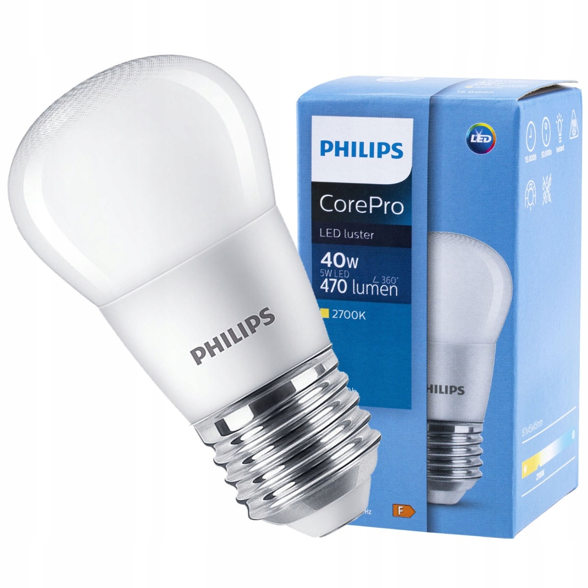 

Żarówka Led E27 5W =40W 2700K Ciepła Kulka Philips